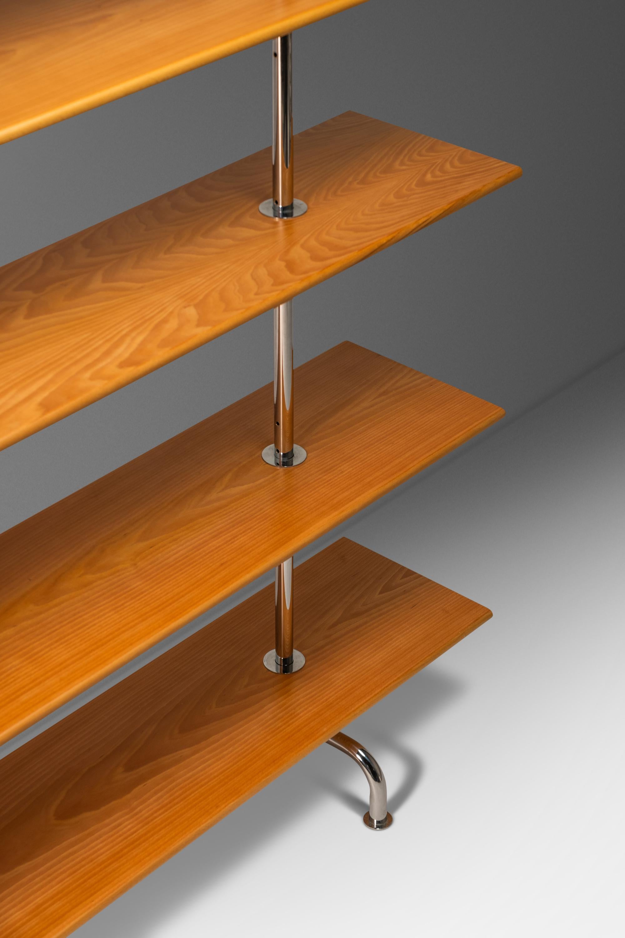 Fünfstöckiger Bücherregal Etagere aus Chrom und Buche von Marcel Breuer, Italien, ca. 1980er Jahre im Angebot 8