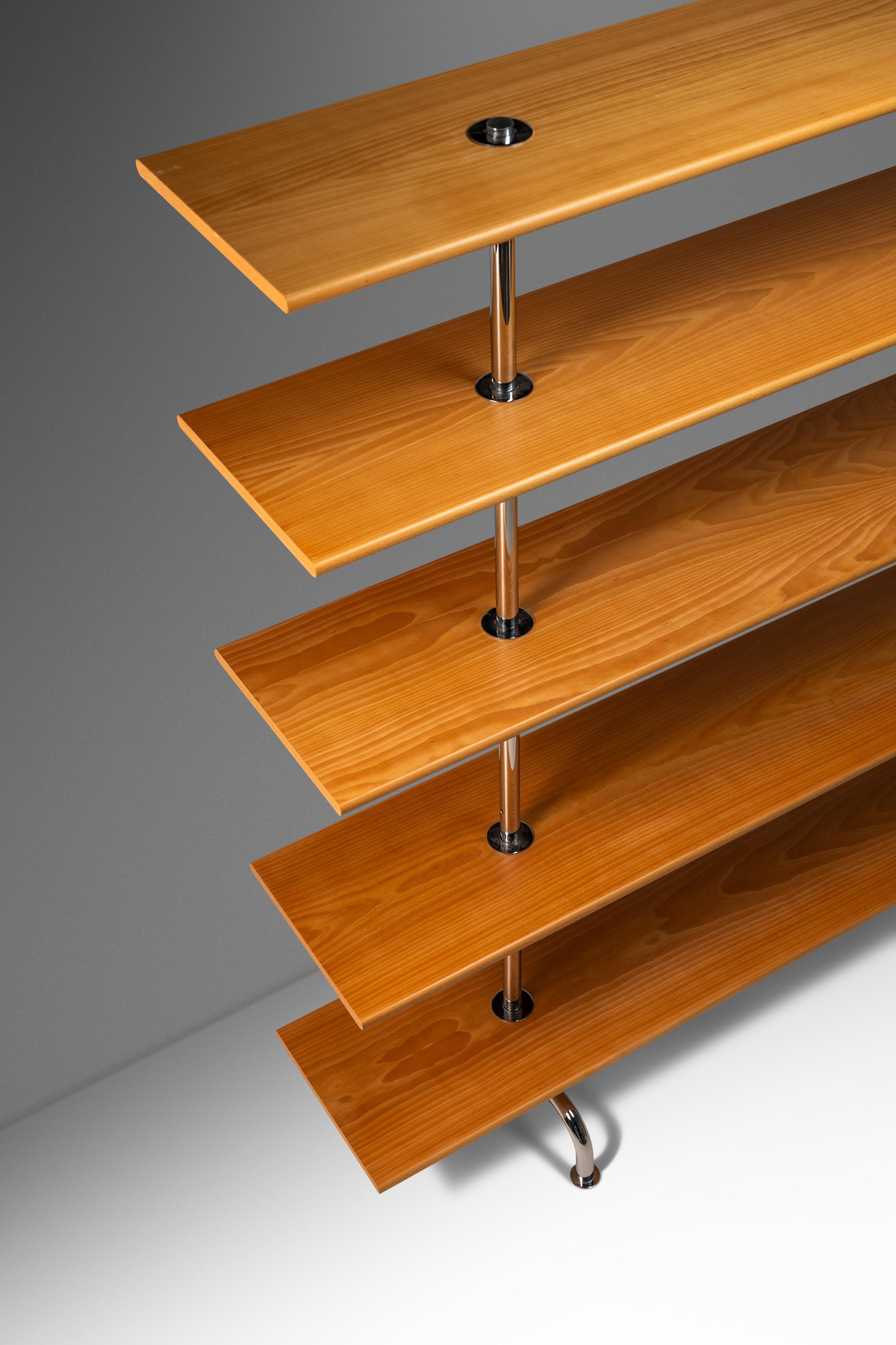 Fünfstöckiger Bücherregal Etagere aus Chrom und Buche von Marcel Breuer, Italien, ca. 1980er Jahre im Angebot 9