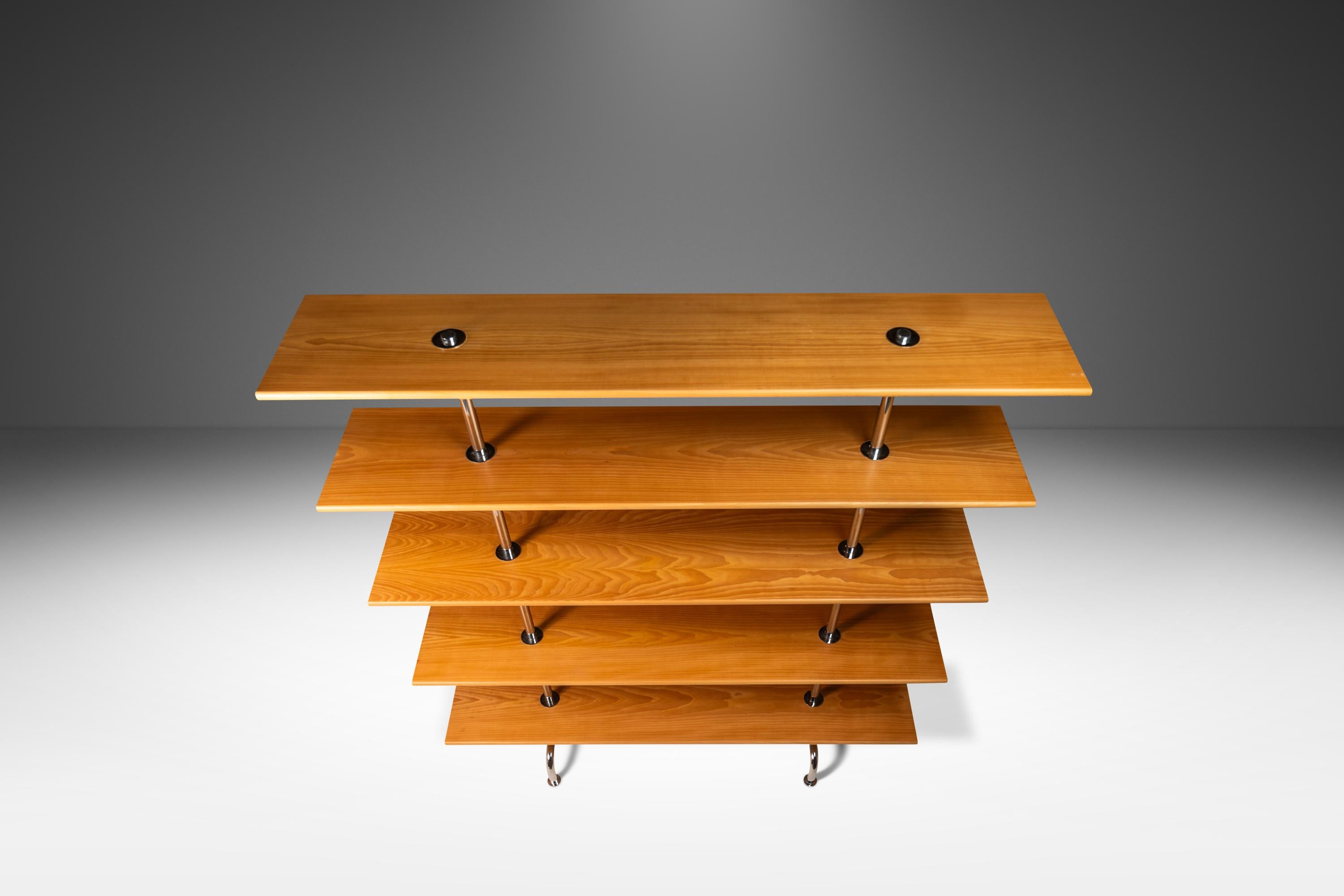 Fünfstöckiger Bücherregal Etagere aus Chrom und Buche von Marcel Breuer, Italien, ca. 1980er Jahre im Angebot 1