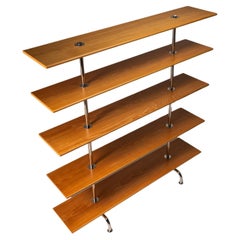 Libreria Etagere a cinque piani in cromo e beeche di Marcel Breuer, Italia, anni '80 circa