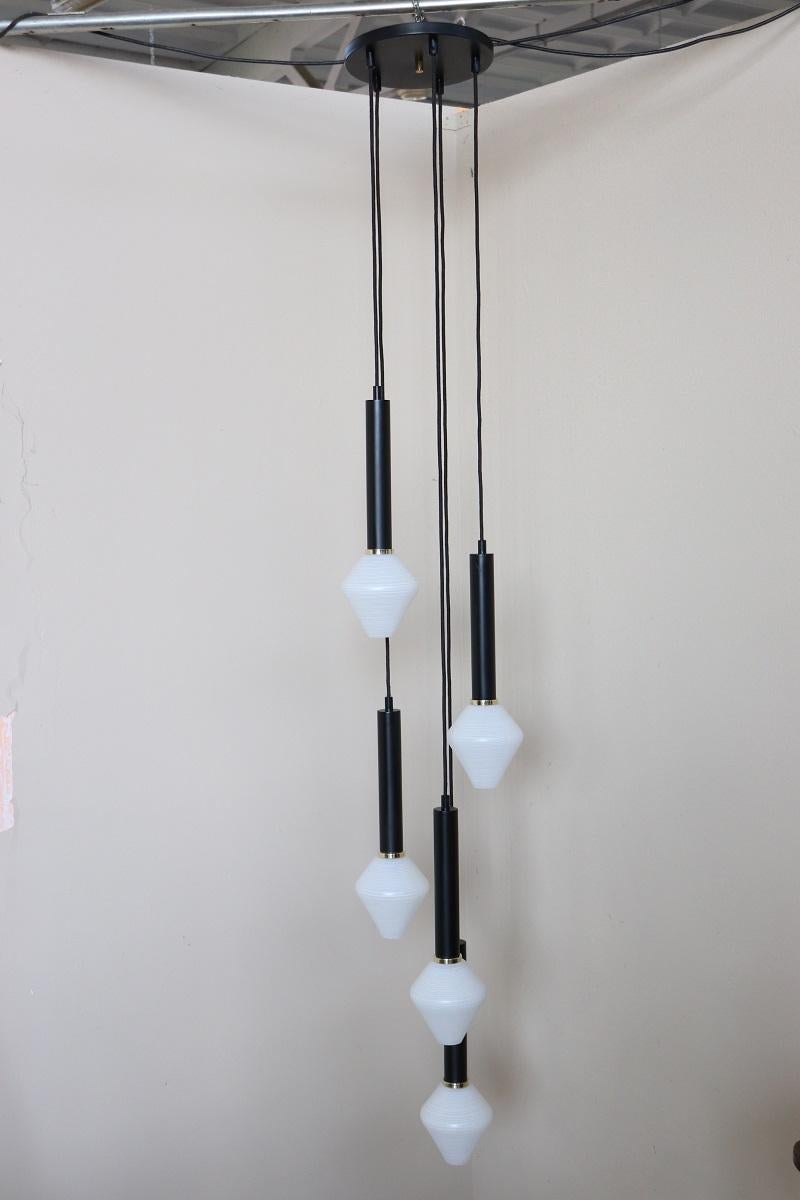 Italian Five-tier Cascade Chandelier in the Style of Tapio Wirkkala, 1960s For Sale