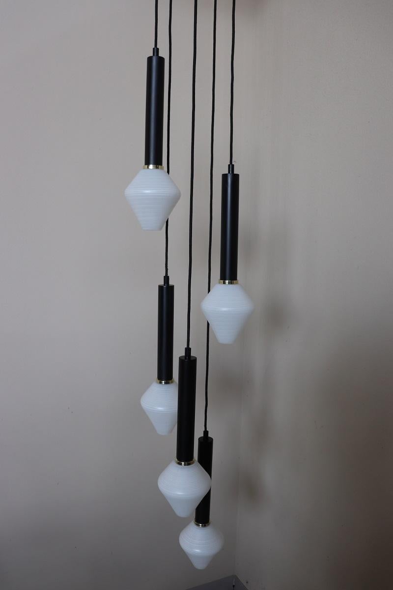Mid-20th Century Five-tier Cascade Chandelier in the Style of Tapio Wirkkala, 1960s For Sale