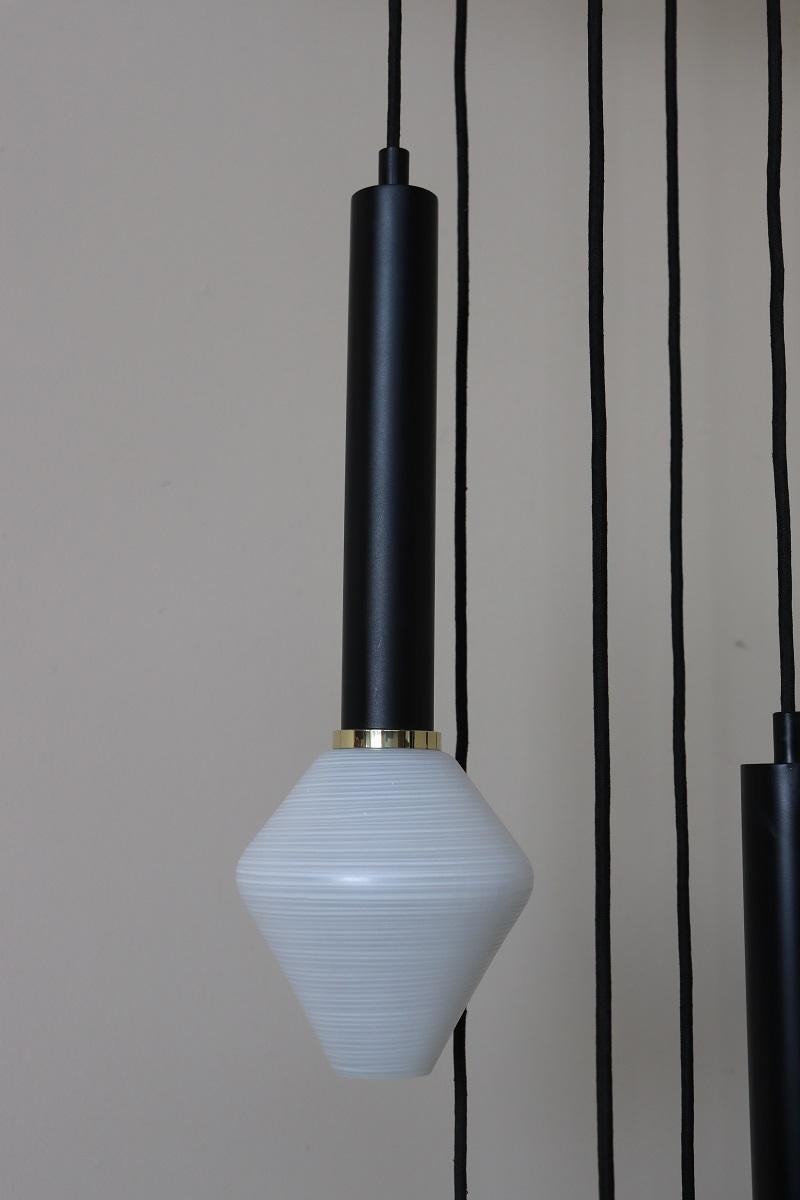 Glass Five-tier Cascade Chandelier in the Style of Tapio Wirkkala, 1960s For Sale