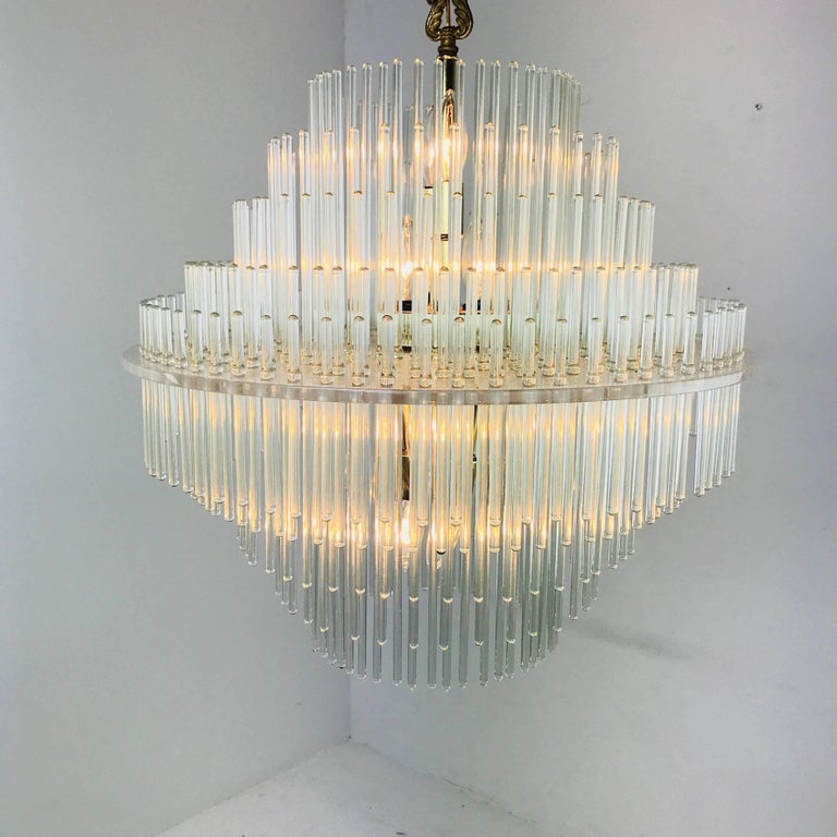 FiveTier Glass Rod Chandelier by Sciolari for Lightolier at 1stDibs