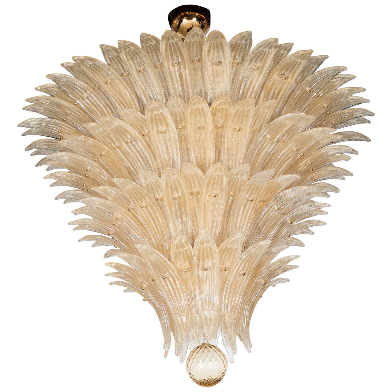 Five-Tier Hand Blown Champagne Murano Glass Palma Chandelier