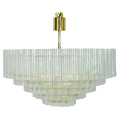 Five-Tier Murano Glass and Brass Chandelier by Fabio Ltd., Italy, 1980s