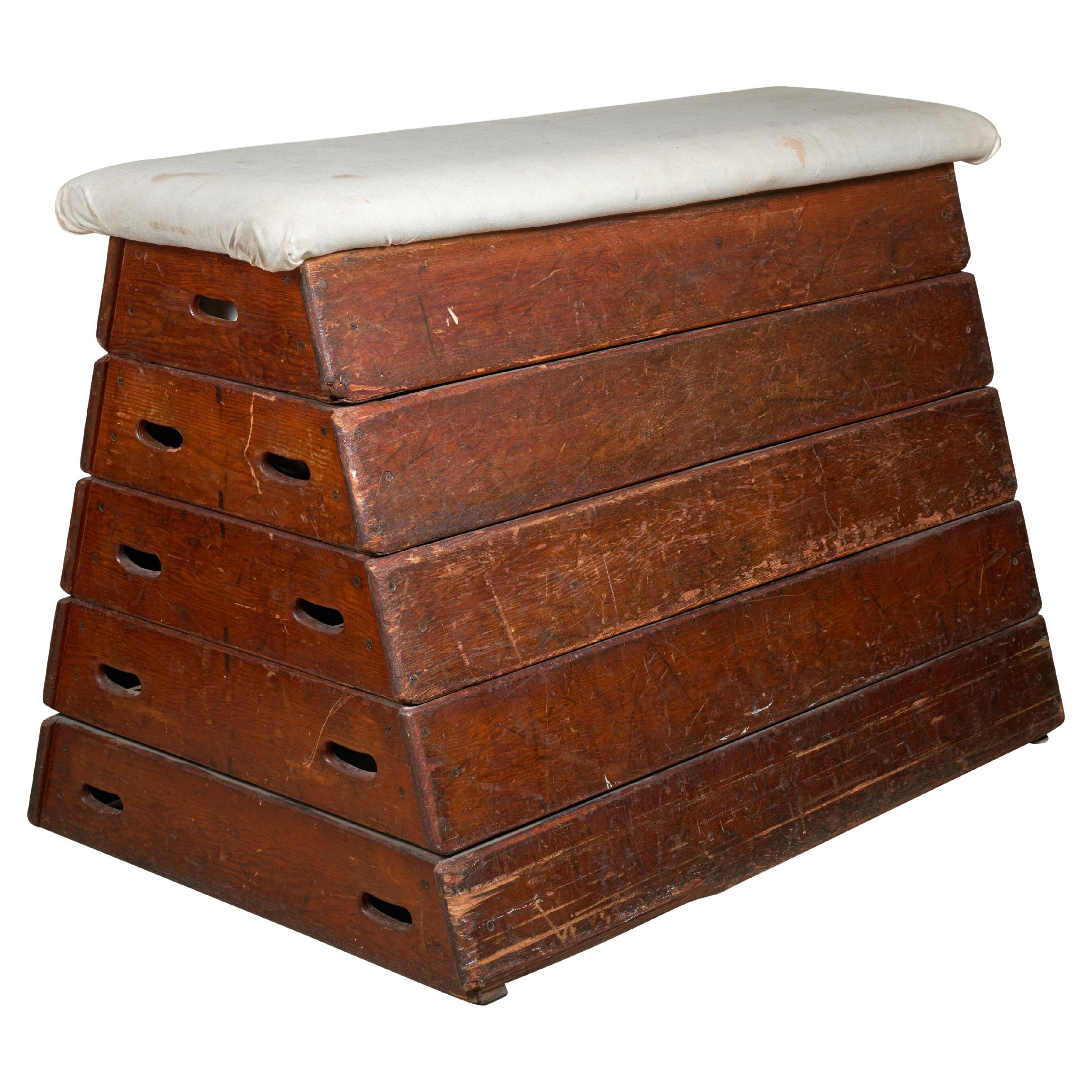 Five Tier Vaulting Box with Upholstered Top For Sale