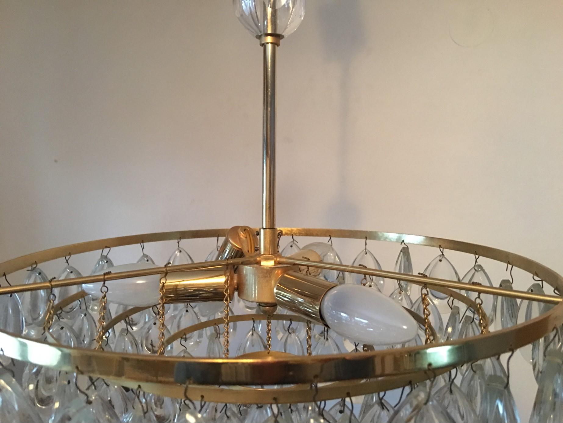 Five-Tiered crystal Glass Drop Chandelier by Palwa of Germany from the 1970s For Sale 5