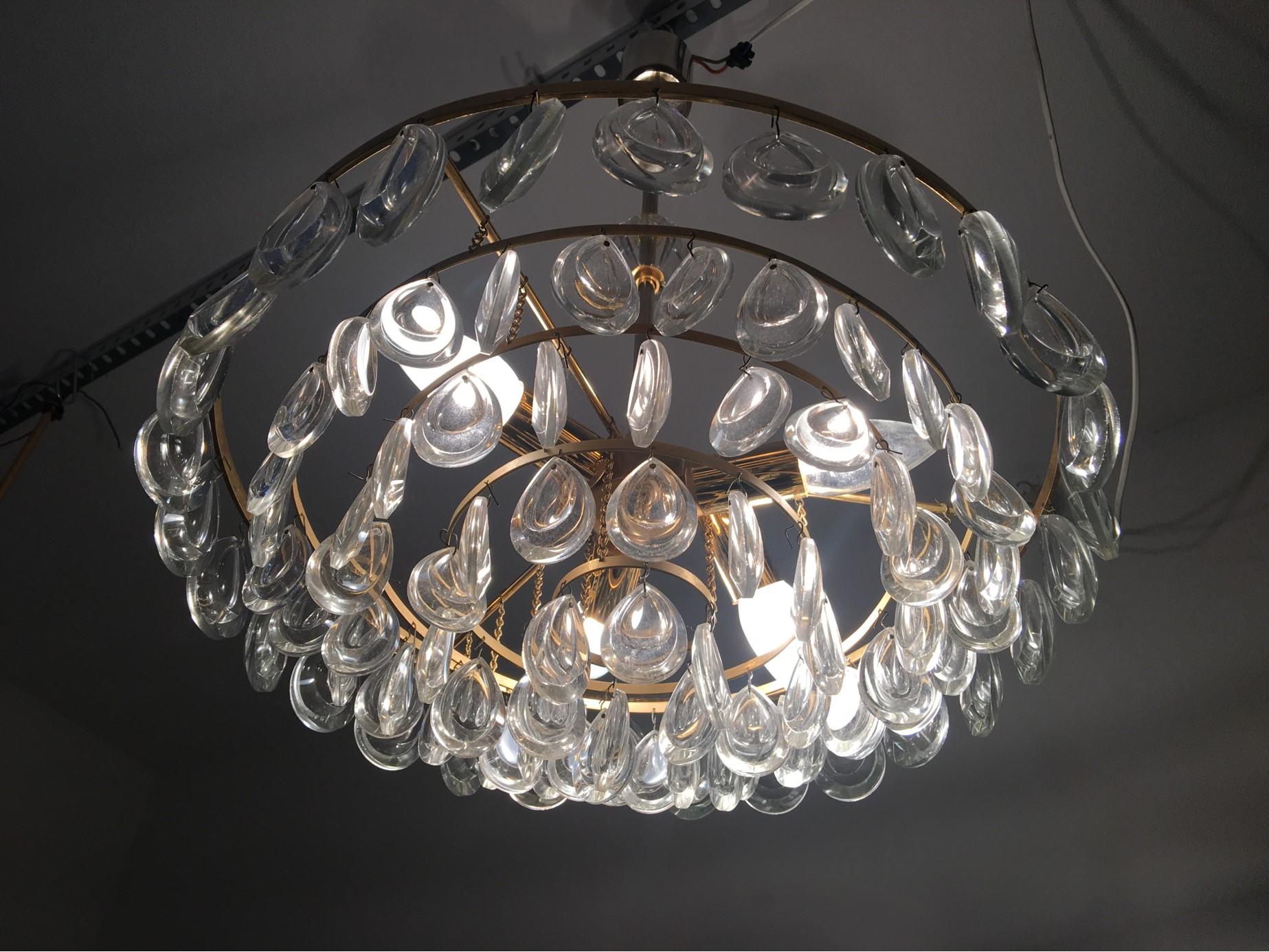Late 20th Century Five-Tiered crystal Glass Drop Chandelier by Palwa of Germany from the 1970s For Sale