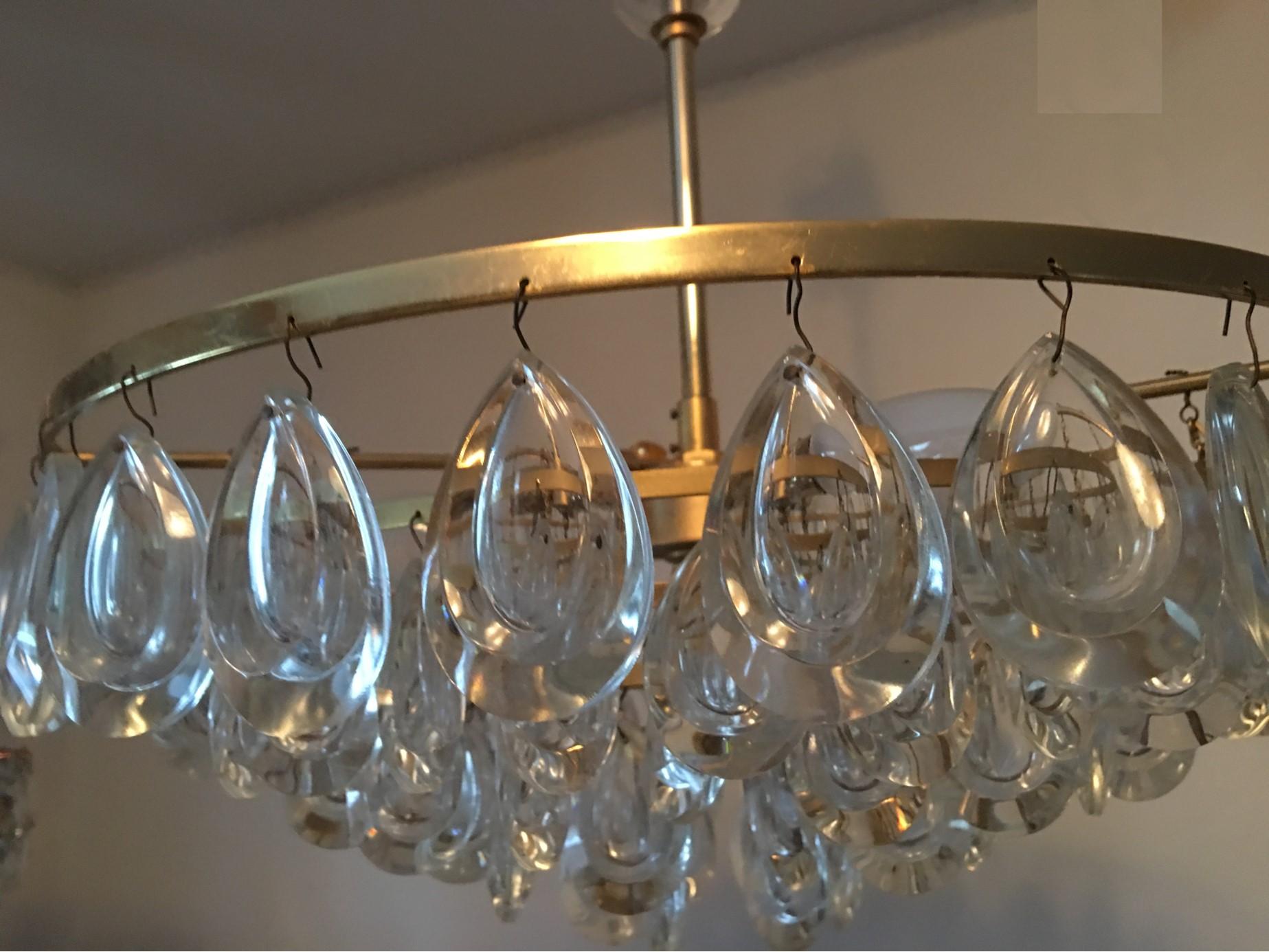Five-Tiered crystal Glass Drop Chandelier by Palwa of Germany from the 1970s For Sale 2