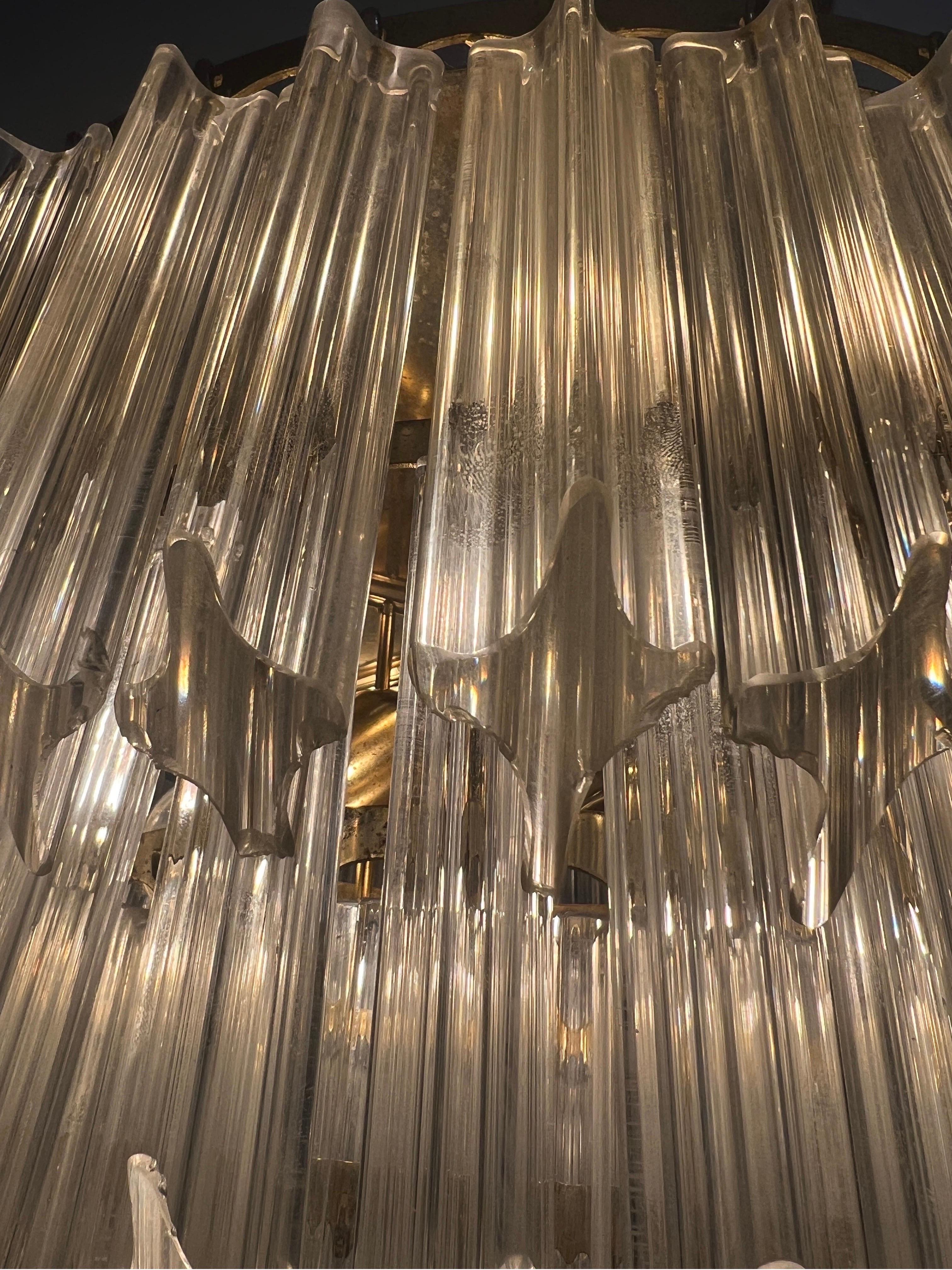 Italian Five tiered Murano cut glass chandelier  For Sale