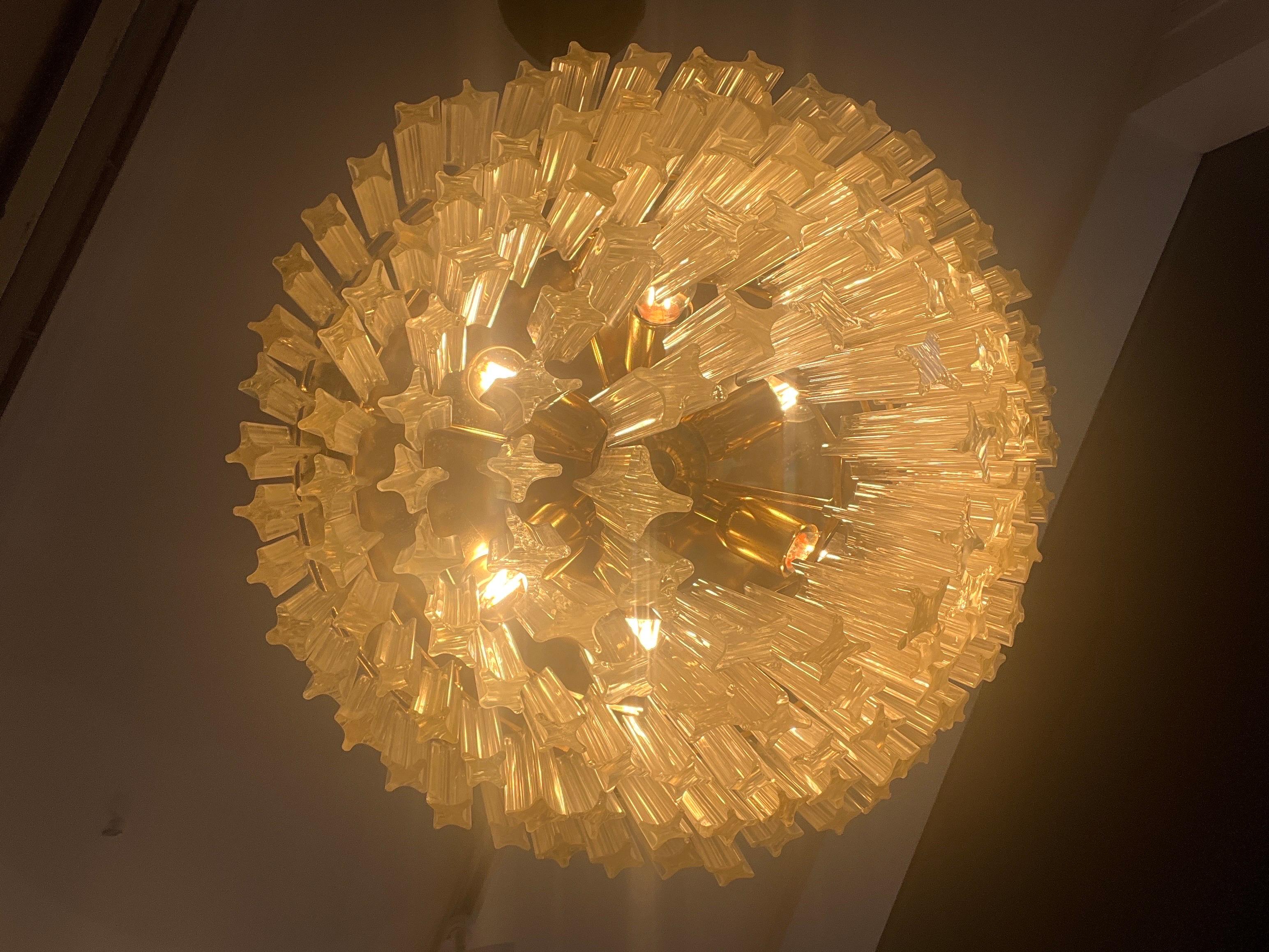 Hand-Crafted Five tiered Murano cut glass chandelier  For Sale