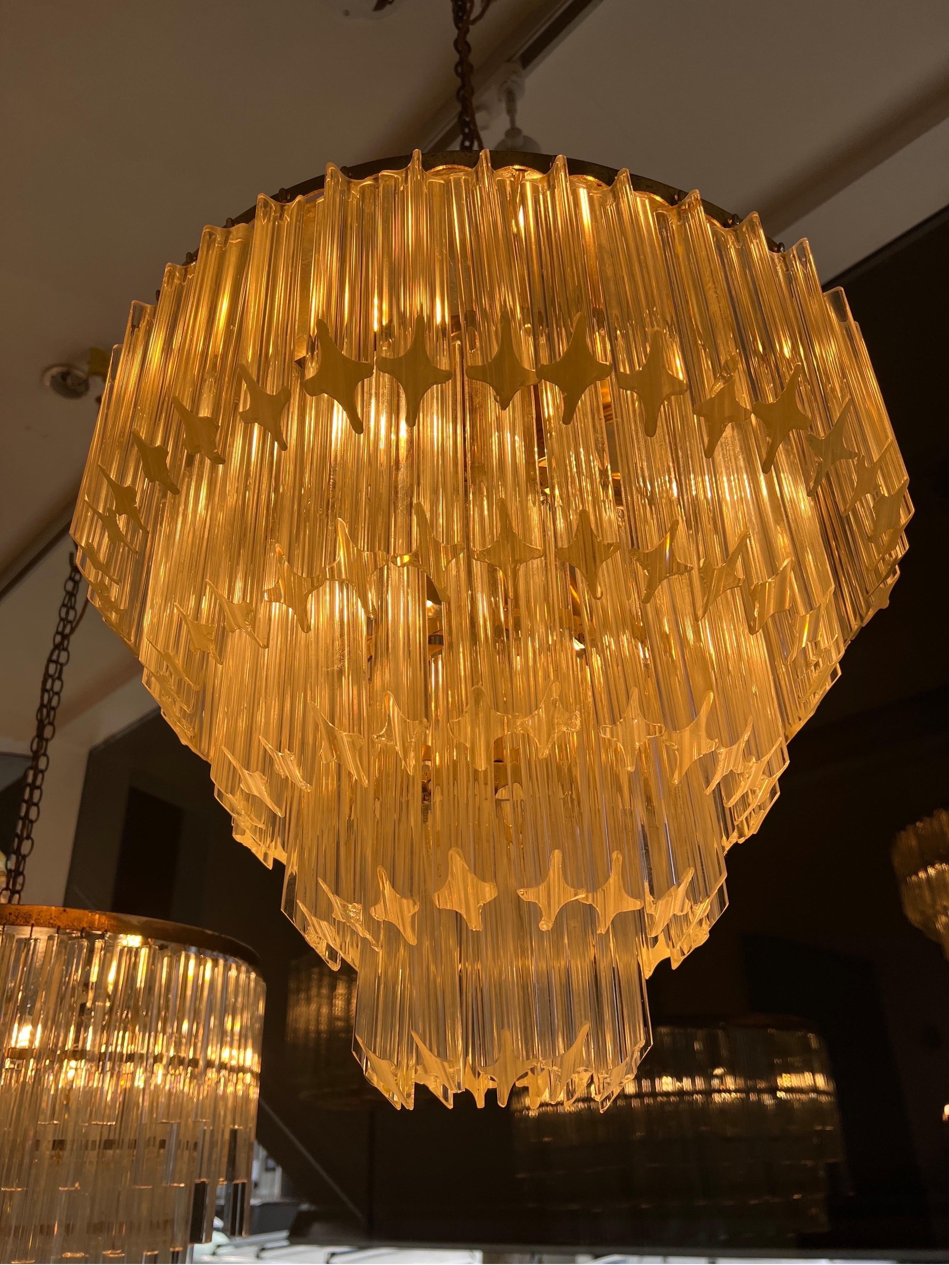 Five tiered Murano cut glass chandelier  In Good Condition For Sale In London, GB