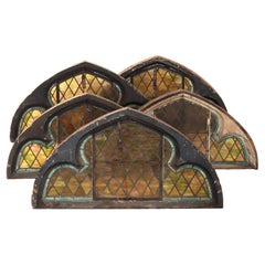 Five Tiffany Studios Gothic Revival, Stained Glass Transom Windows, Phila, C1900