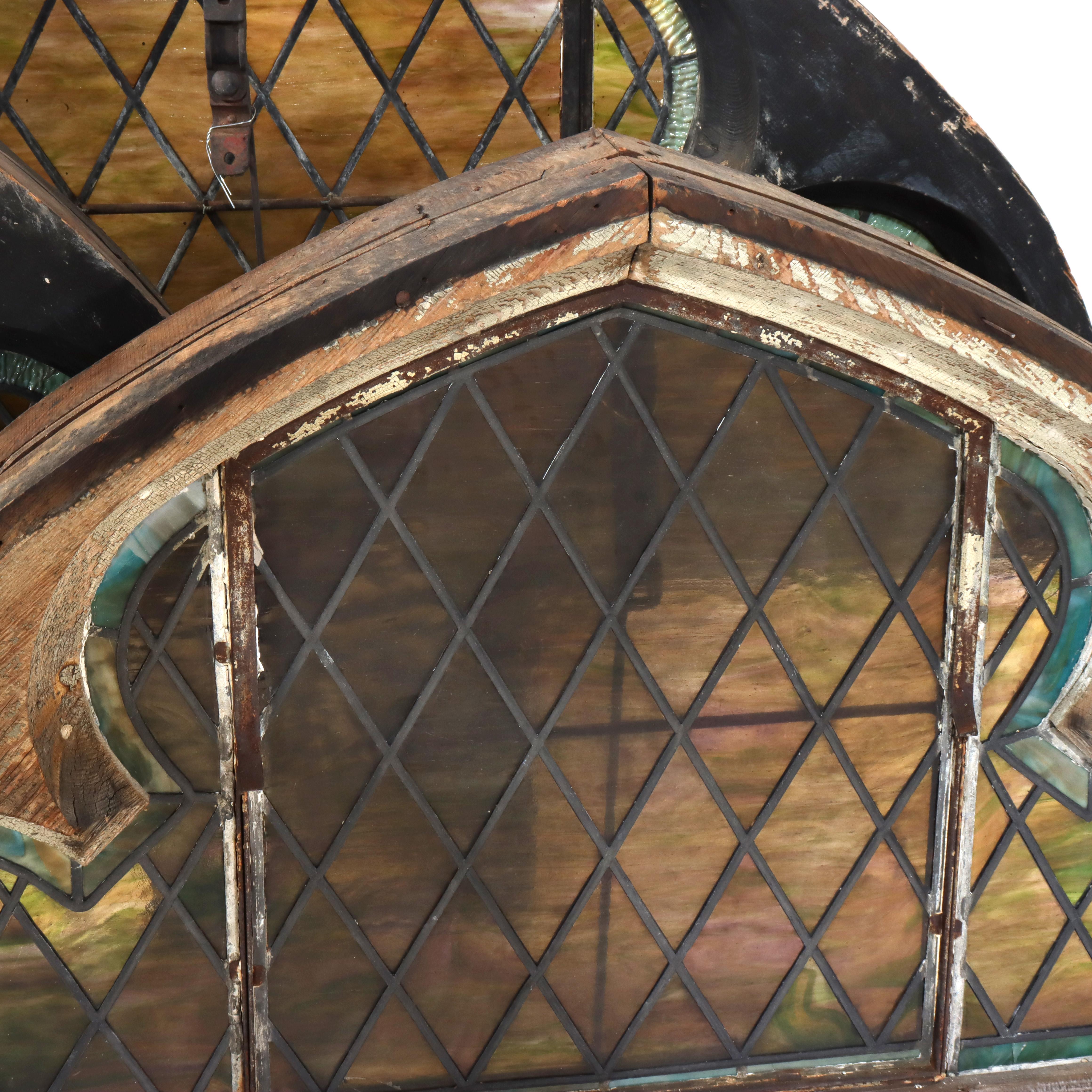 Five Tiffany Studios Gothic Revival, Stained Glass Transom Windows, Phila, C1900 In Good Condition For Sale In Big Flats, NY
