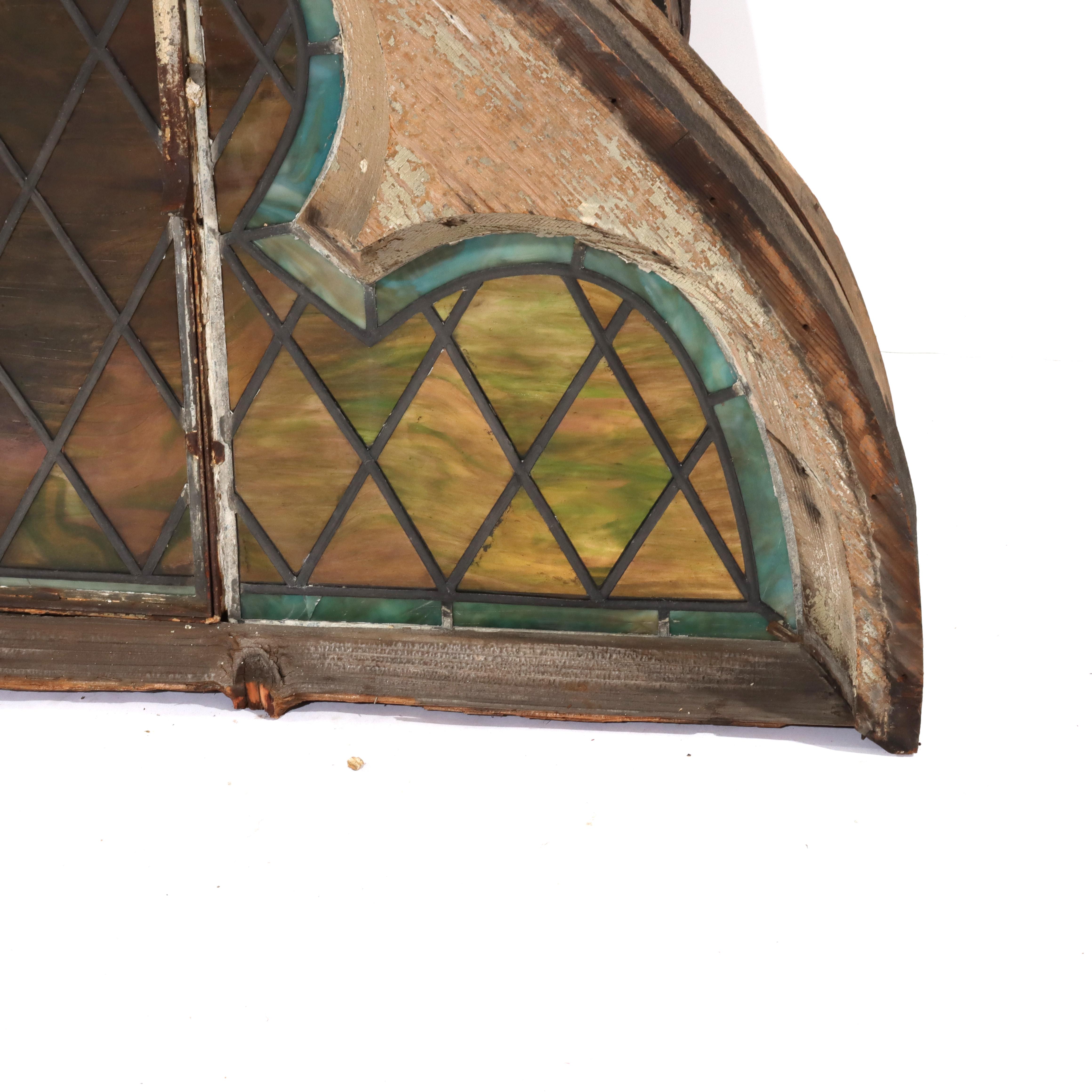 20th Century Five Tiffany Studios Gothic Revival, Stained Glass Transom Windows, Phila, C1900 For Sale