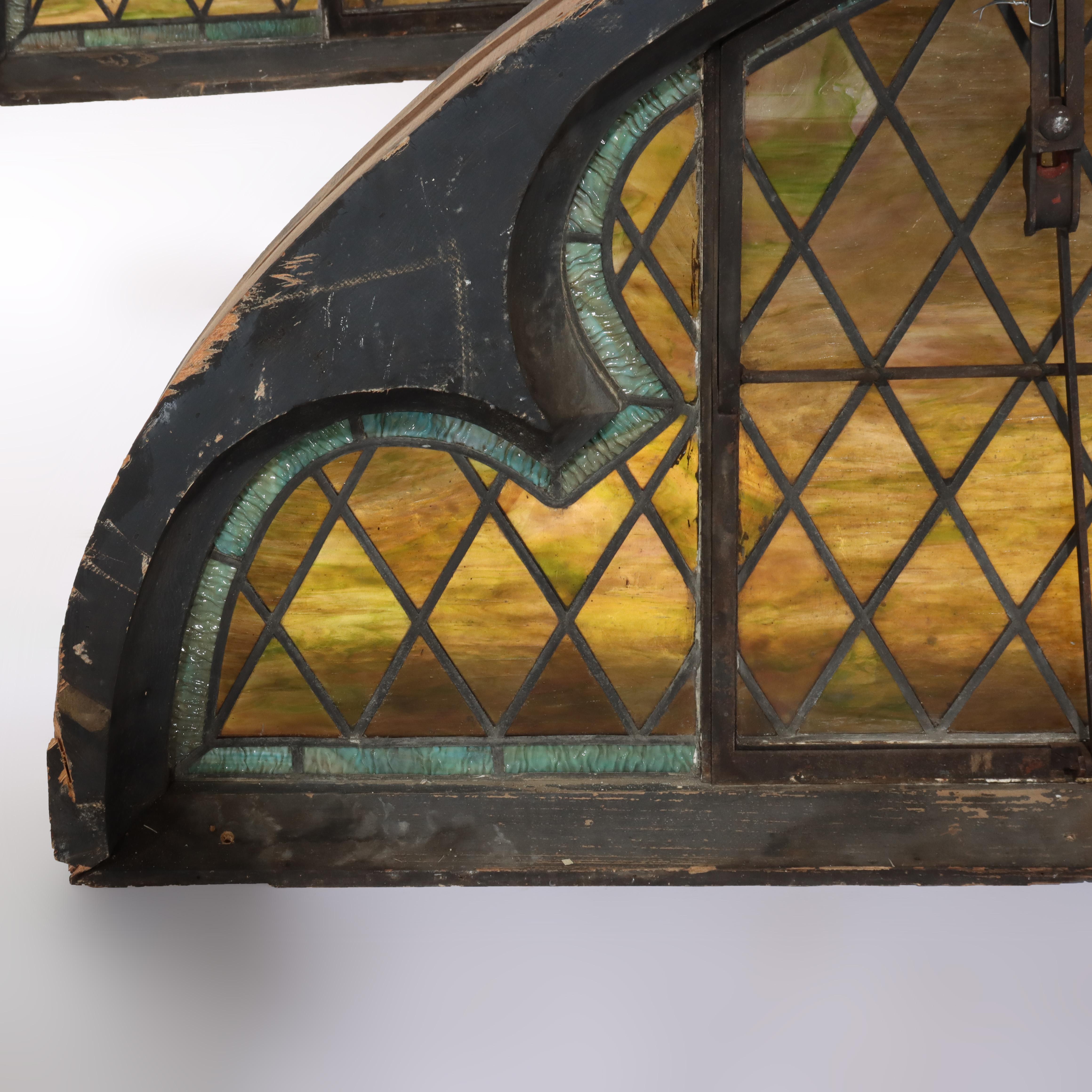 Five Tiffany Studios Gothic Revival, Stained Glass Transom Windows, Phila, C1900 For Sale 1