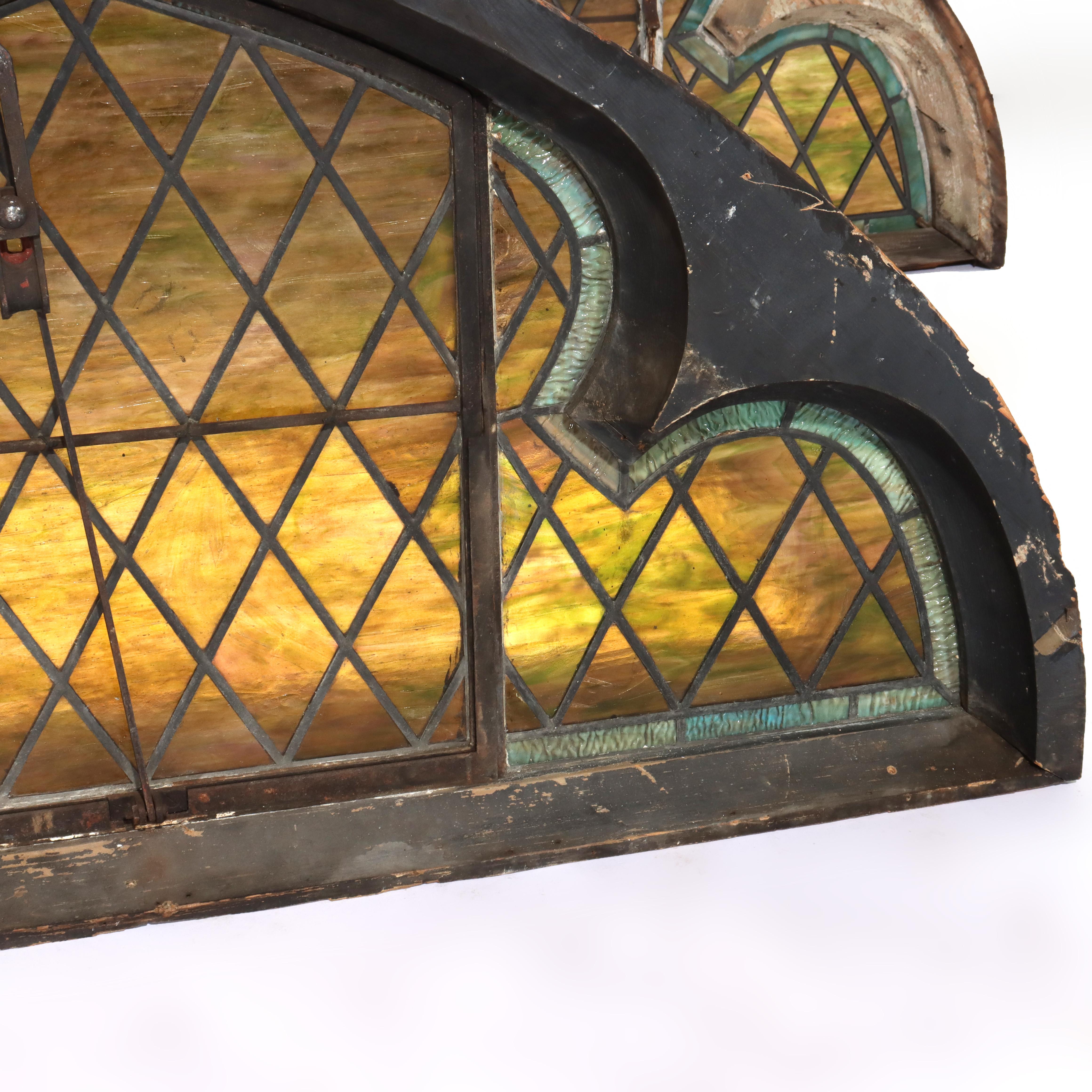Five Tiffany Studios Gothic Revival, Stained Glass Transom Windows, Phila, C1900 For Sale 2
