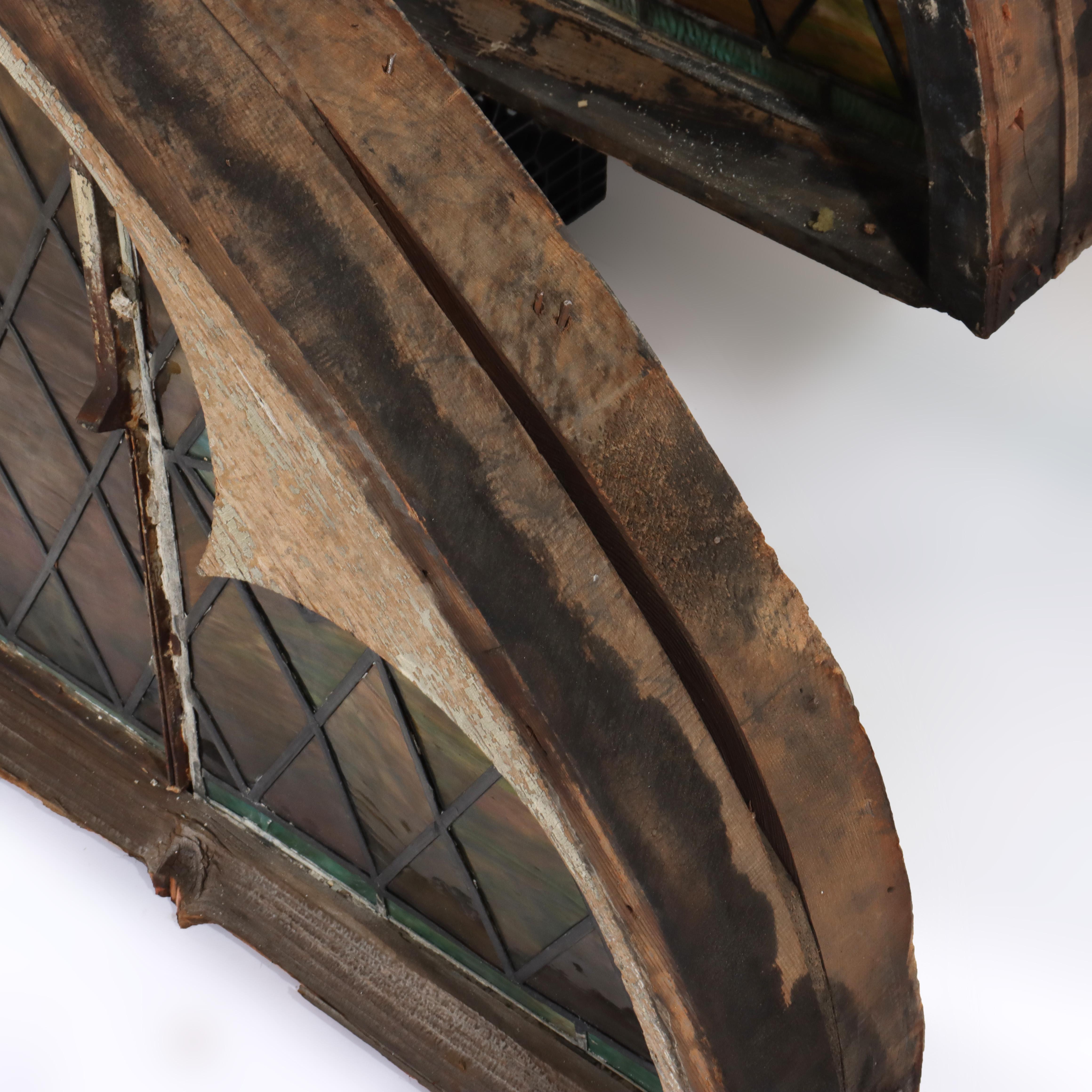 Five Tiffany Studios Gothic Revival, Stained Glass Transom Windows, Phila, C1900 For Sale 3
