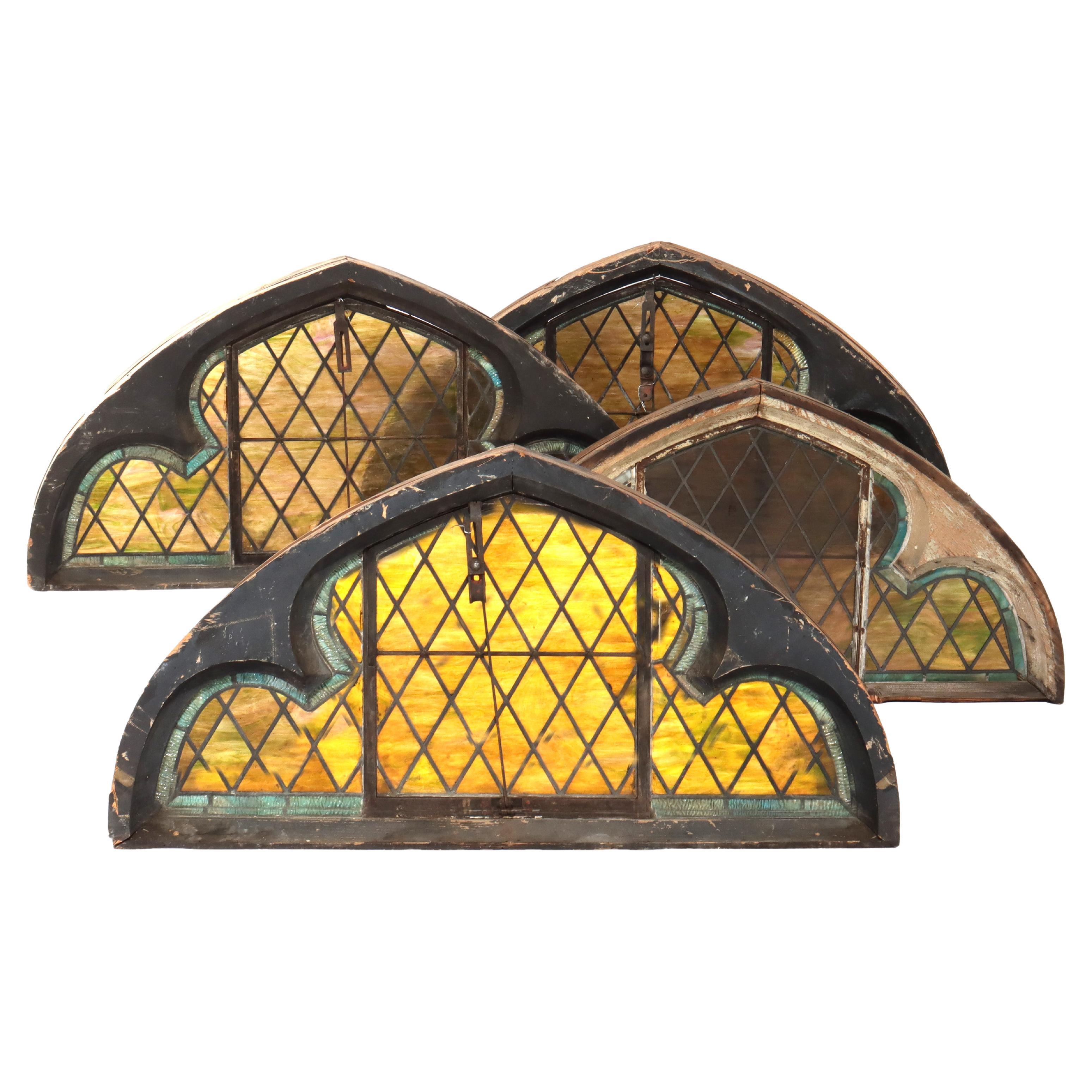 Five Tiffany Studios Gothic Revival, Stained Glass Transom Windows, Phila, C1900 For Sale