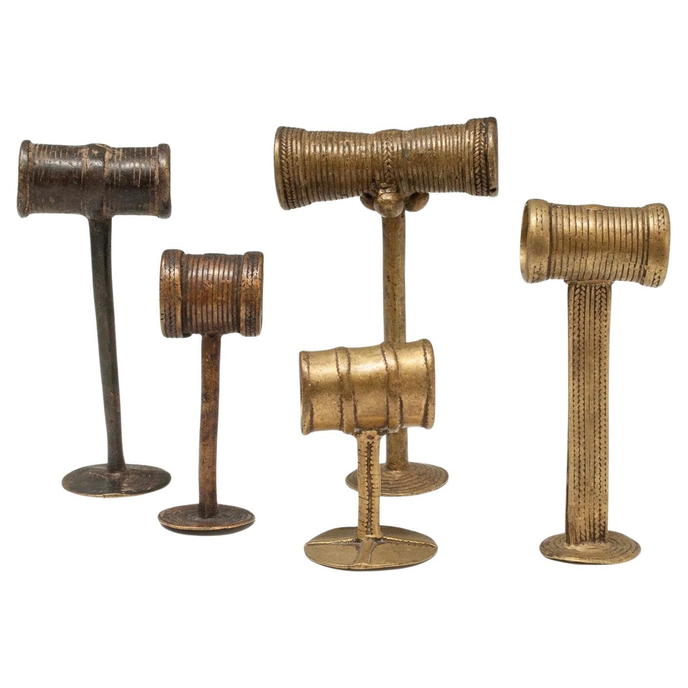 Five Tribal Bronze Snuff Rings, Tiv Culture, Nigeria