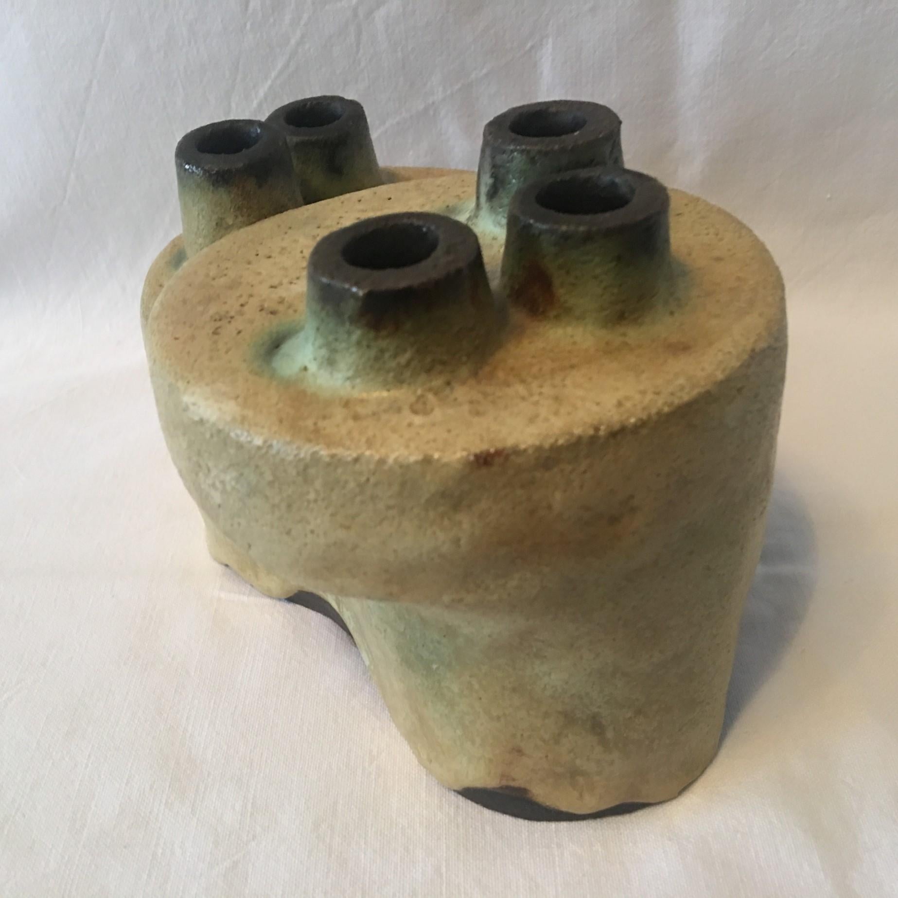 Allemand Vase en céramique à cinq tubes de Helmut Schaffenacker d'Ulm, Allemagne en vente