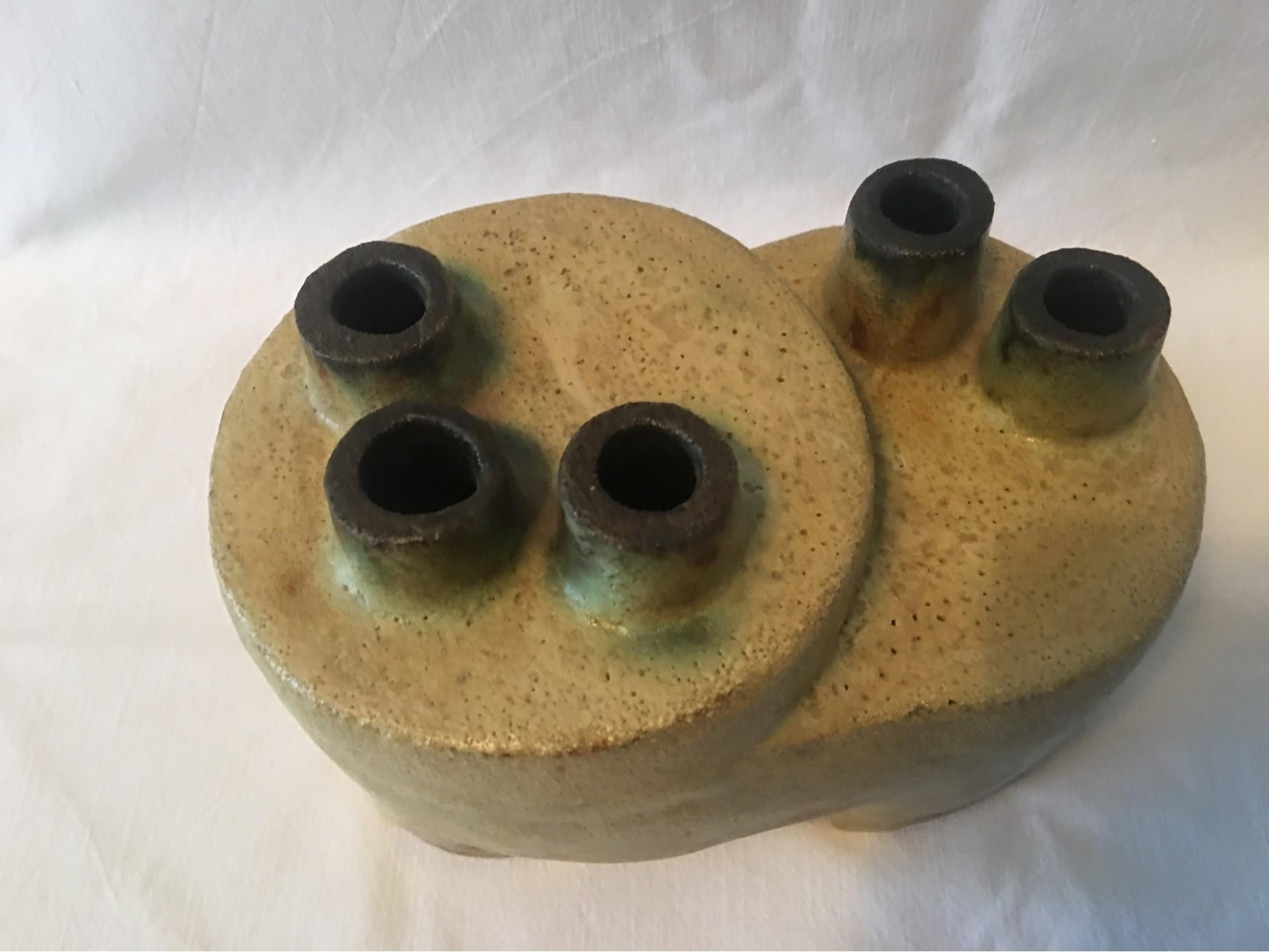 Five Tubes Ceramic Object Vase by Helmut Schaffenacker of Ulm Germany For Sale 1