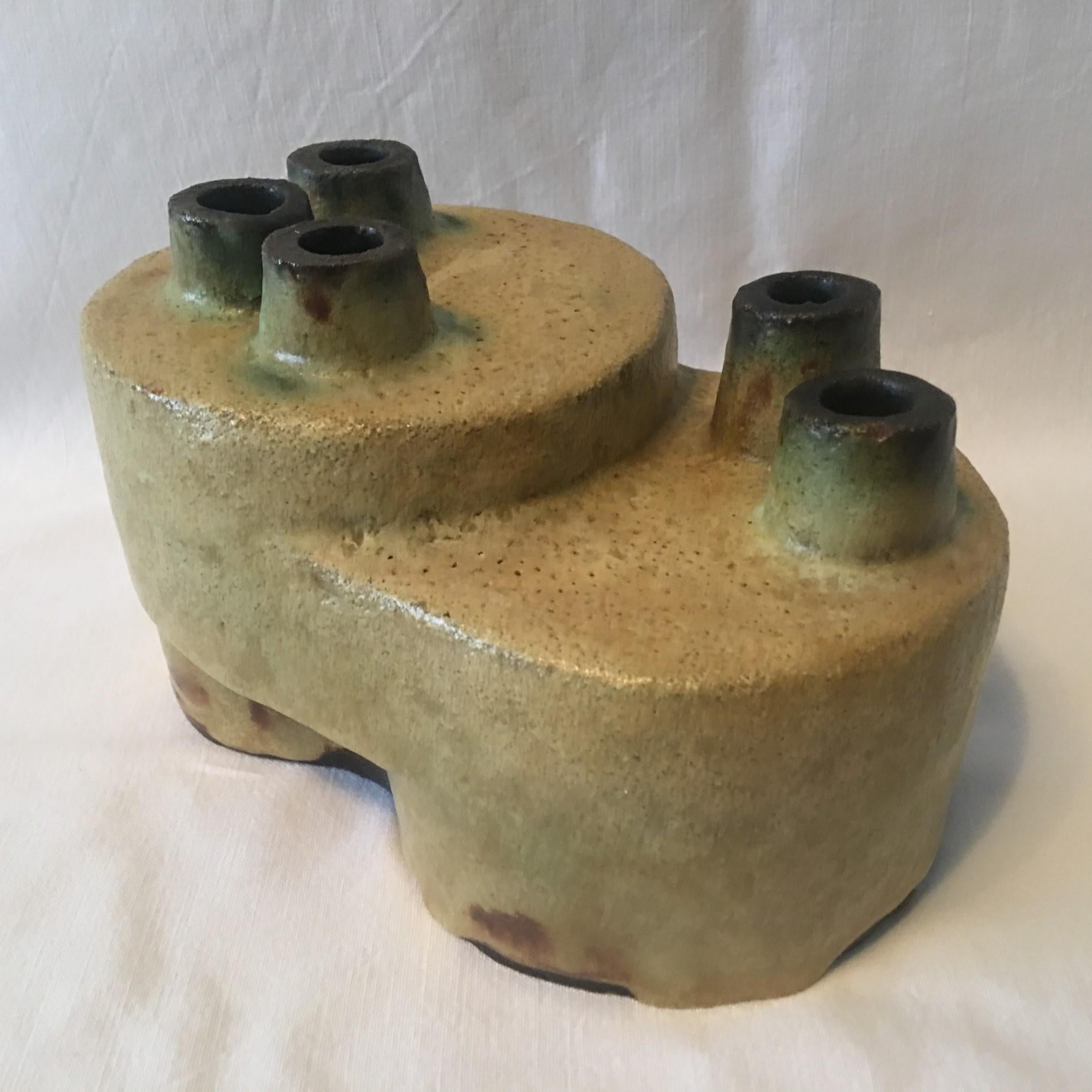 Five Tubes Ceramic Object Vase by Helmut Schaffenacker of Ulm Germany For Sale 2