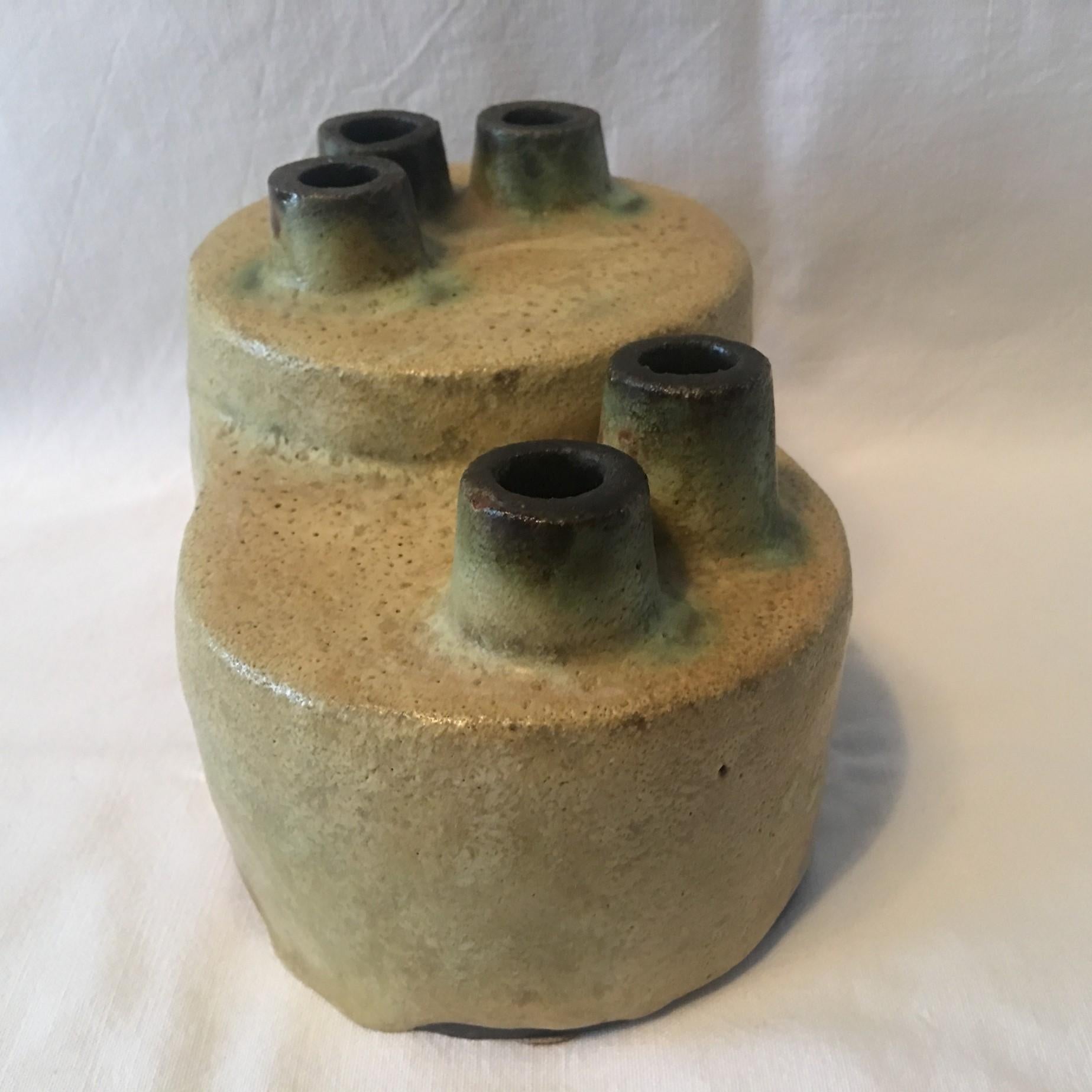 Five Tubes Ceramic Object Vase by Helmut Schaffenacker of Ulm Germany For Sale 3