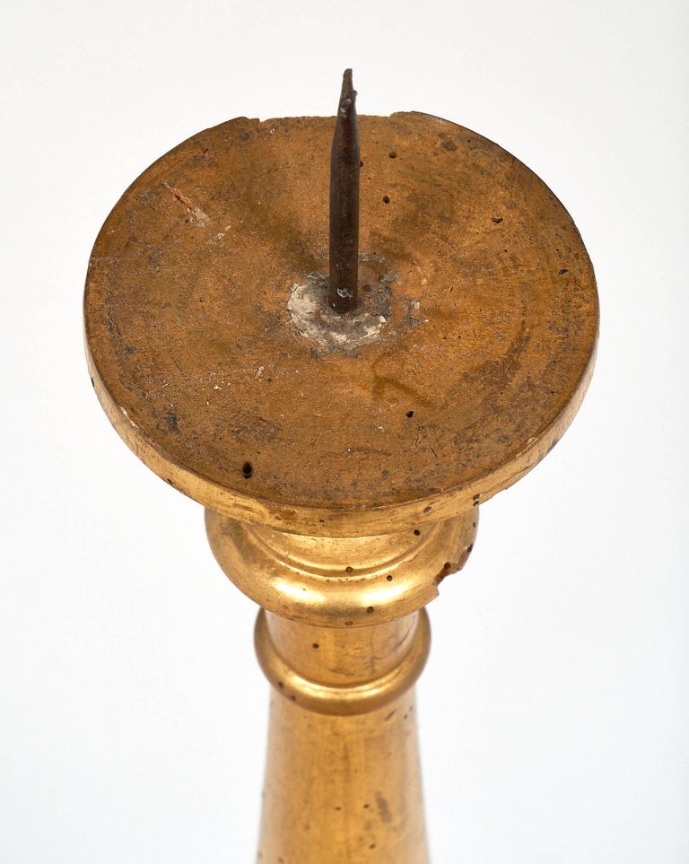 Five Tuscan Gold Leafed Antique Candlesticks at 1stDibs