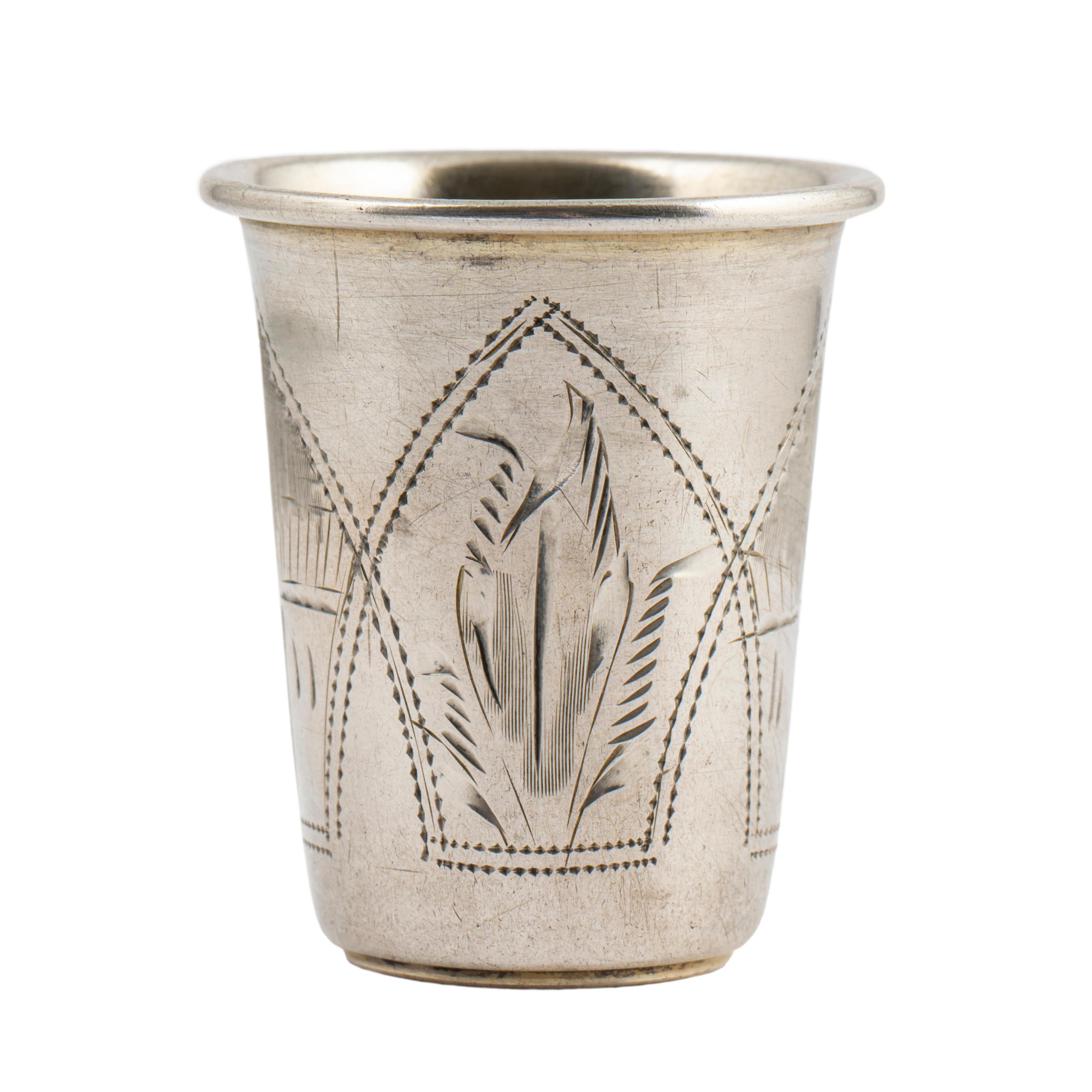 Women's or Men's Five Ukrainian Imperial-era Silver Vodka Cups, late 19th to early 20th century
