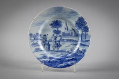 Five Unusual Delft Blue and White Plates, circa 1750
