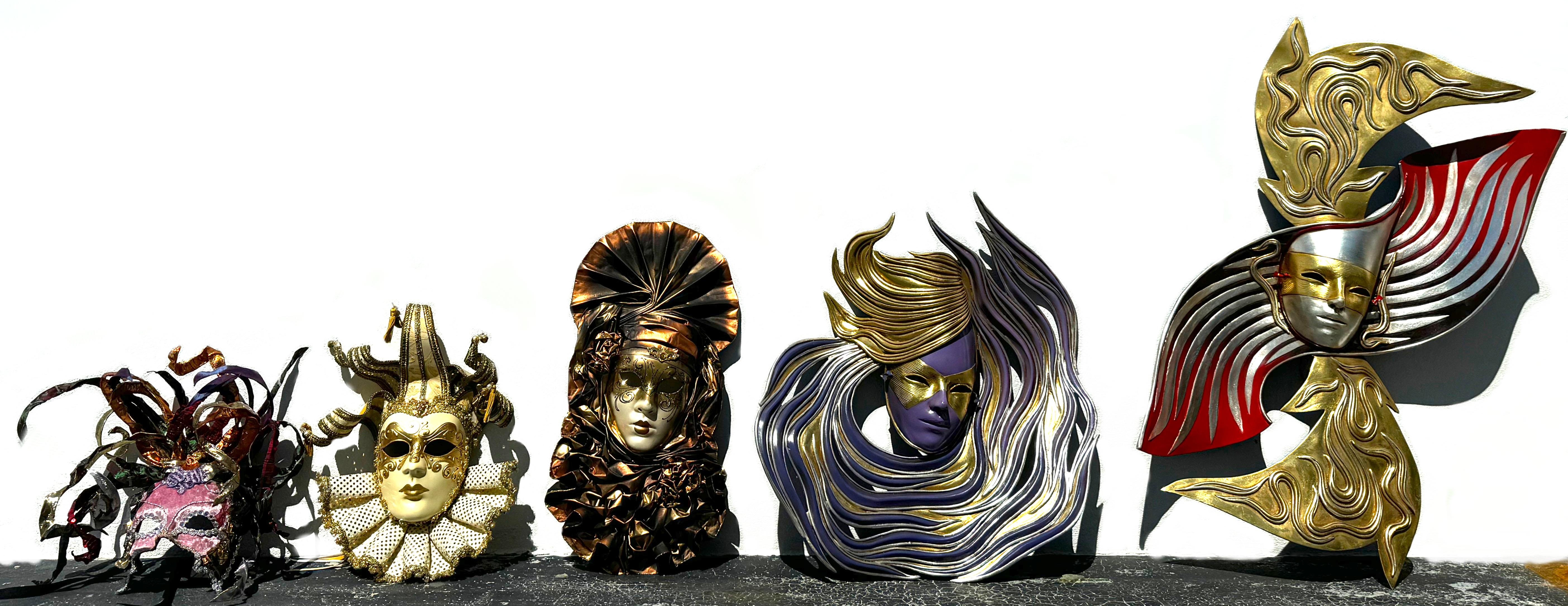 Five Venetian Carnival Masks For Sale 2