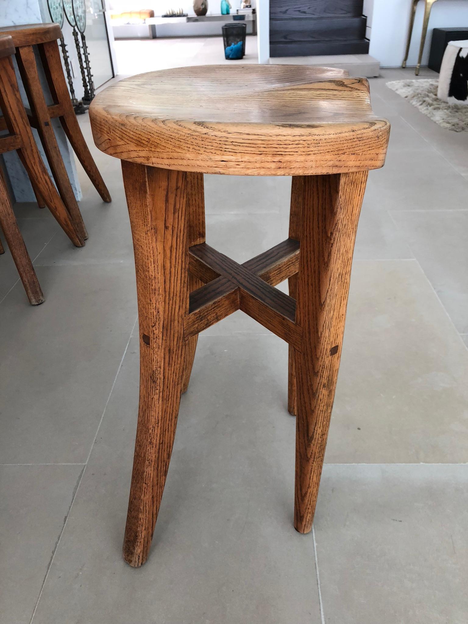 Five Victor DiNovi Oak Sculptural Stools, USA, 1970s 2