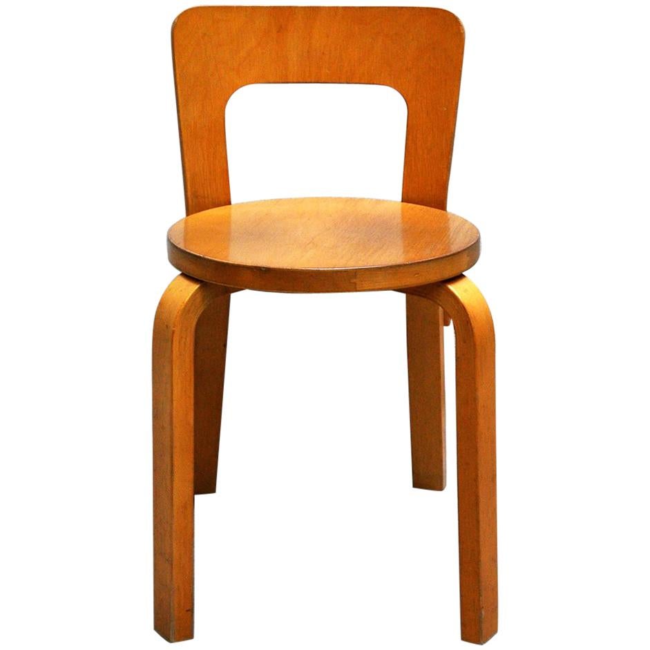 Five Vintage Chairs, Model No. 65 Chair by Alvar Aalto for Artek, 1960s For Sale