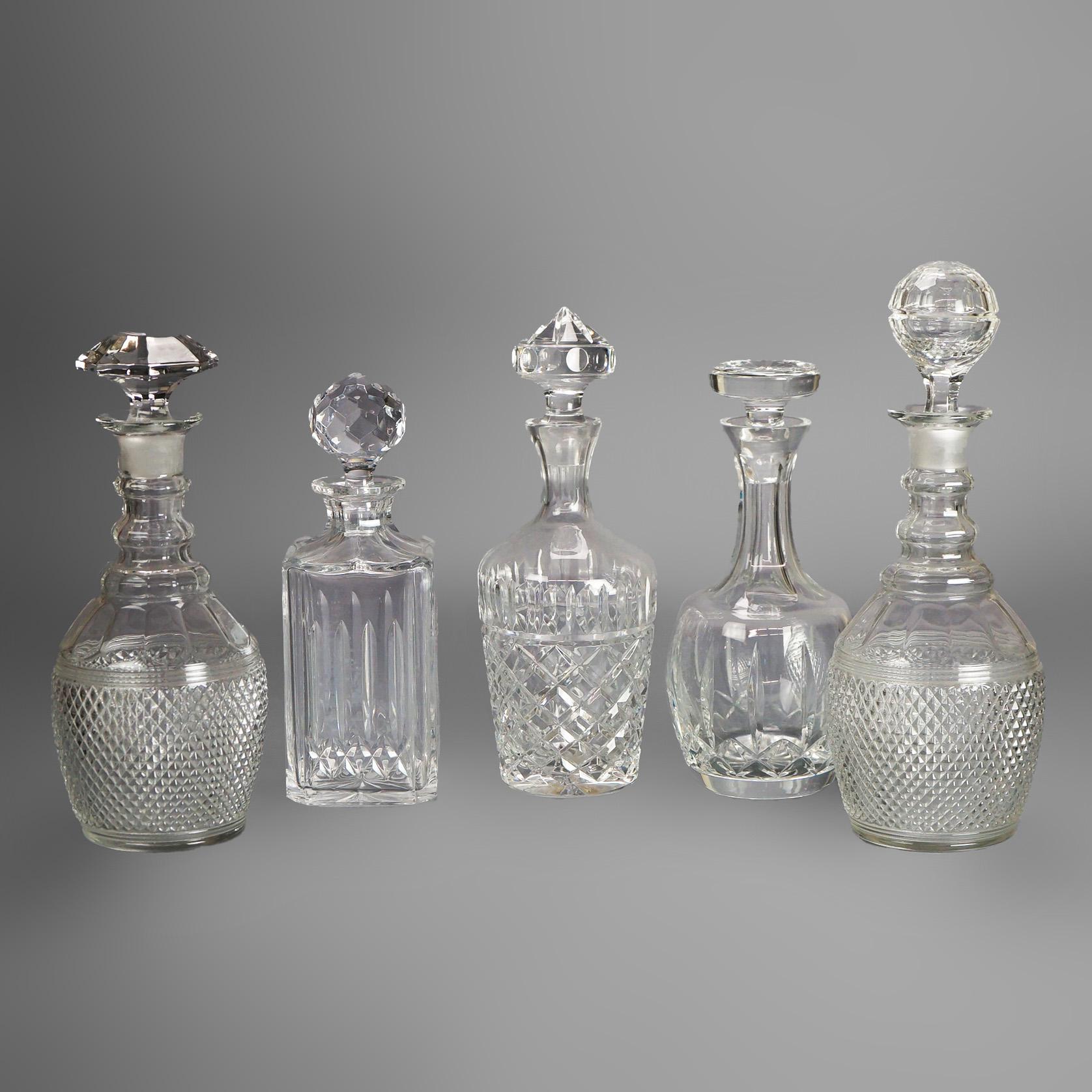 Five Vintage Cut & Pressed Glass Spirits Decanters C1940

Measures - 12.75
