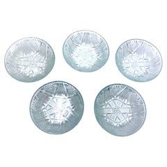 Five Vintage Glass Small Coasters, Poland, 1960s
