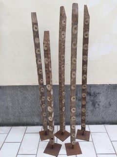 Five Vintage "Oyster Sticks" Mounted on Metal Stands