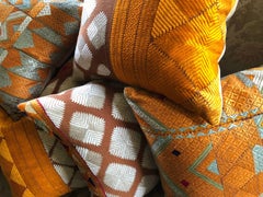 Five Vintage Phulkari Bagh Pillows, Silk Embroidery