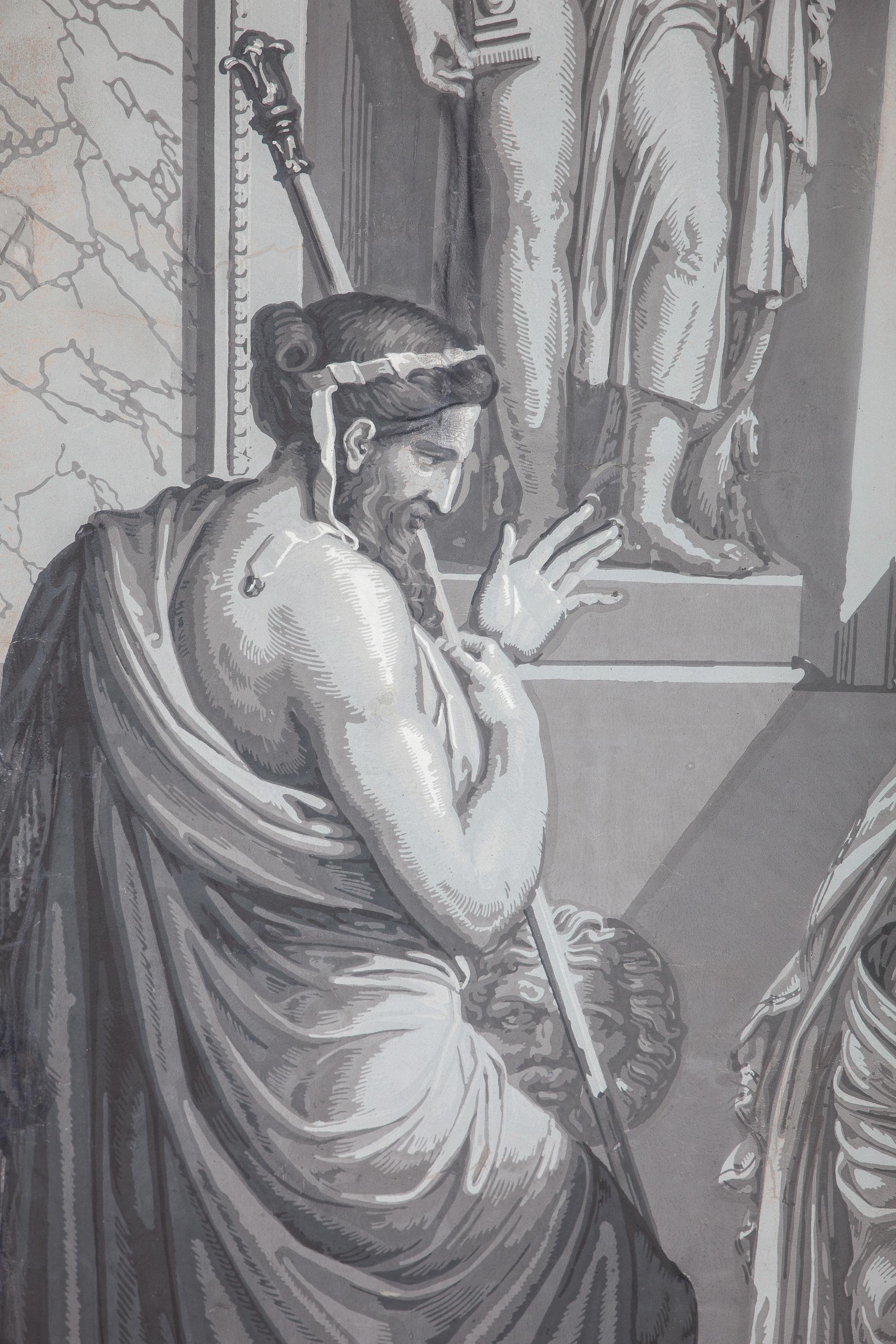 Quatre décorations murales « En Grisaille » de Dufour, Paris, France, XIXe siècle en vente 10