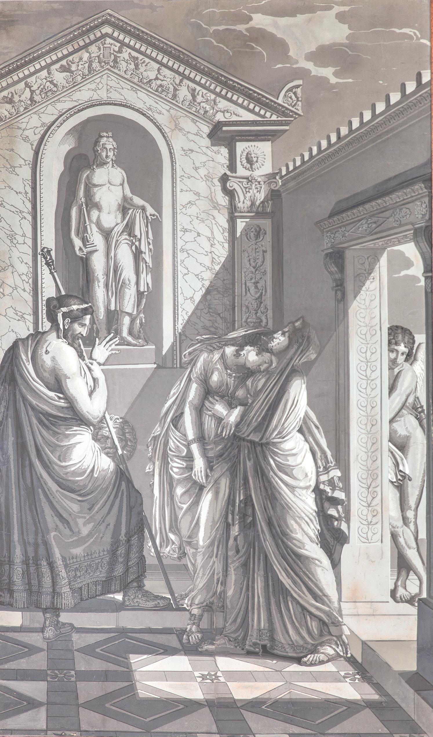 Quatre décorations murales « En Grisaille » de Dufour, Paris, France, XIXe siècle en vente 14
