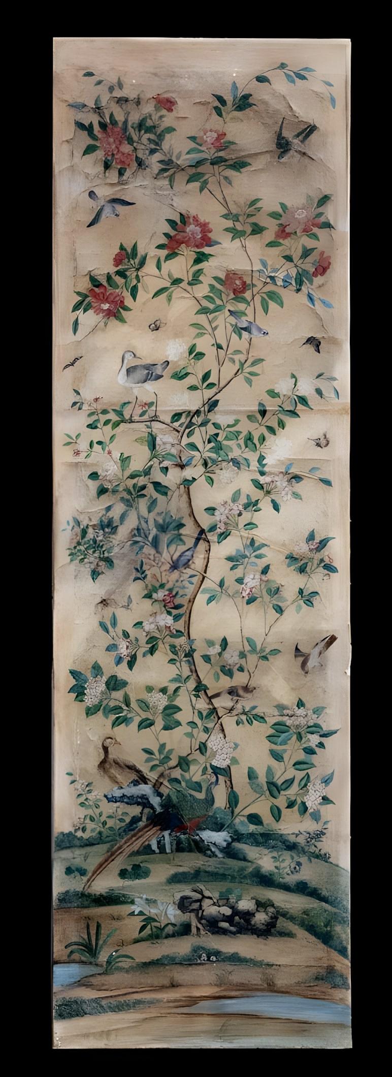 Chinois Cinq panneaux de papier peint, Chine, XVIIIe siècle en vente