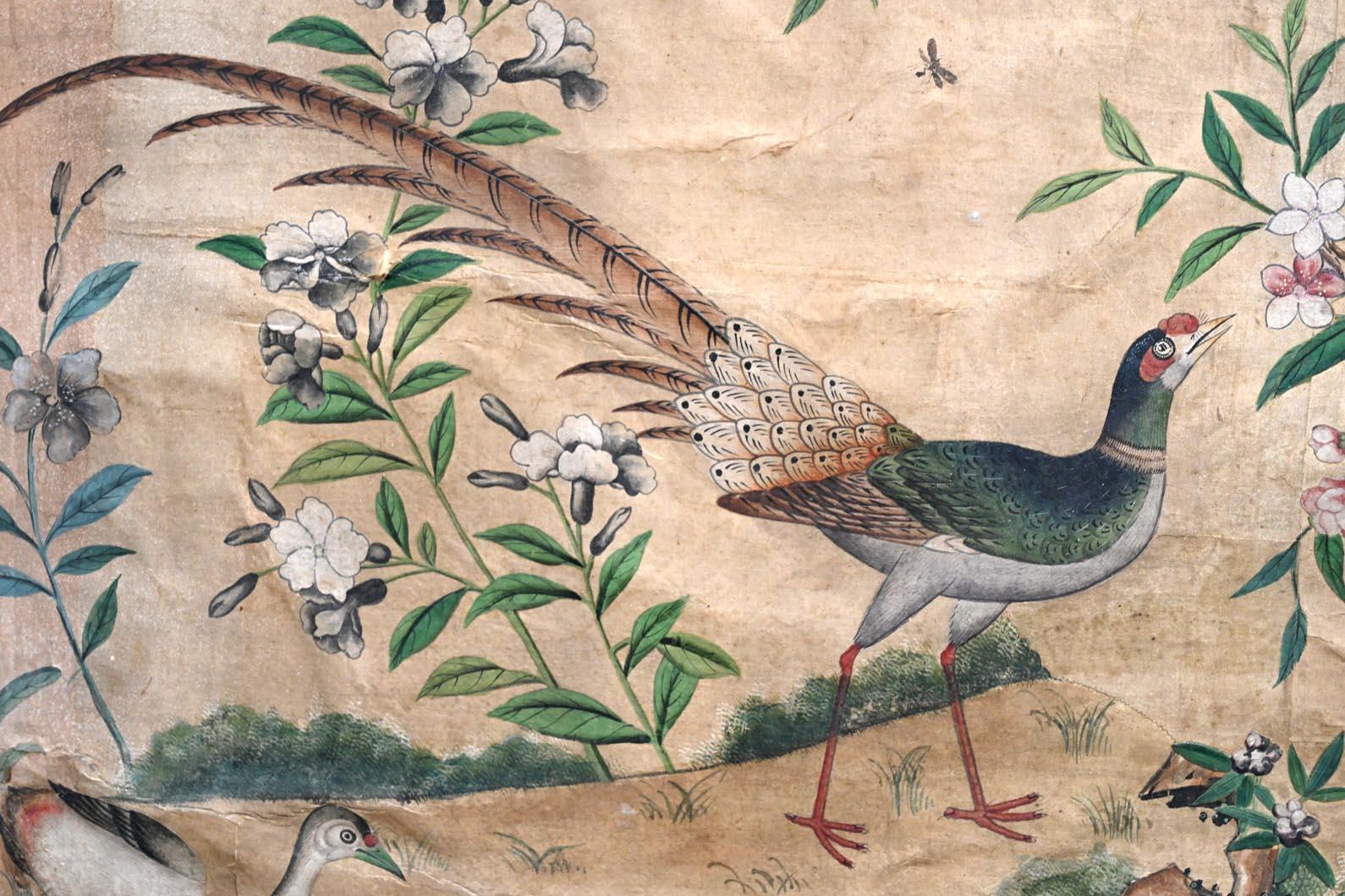 XVIIIe siècle et antérieur Cinq panneaux de papier peint, Chine, XVIIIe siècle en vente