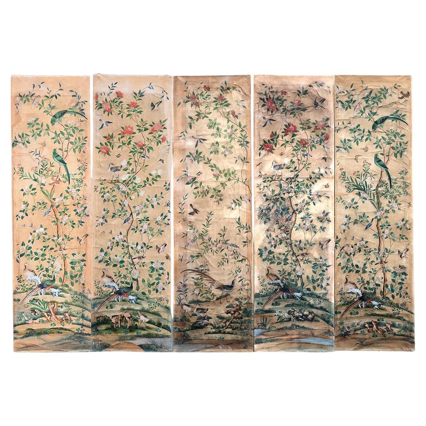 Fünf Tapetenbahnen, China, 18. Jahrhundert