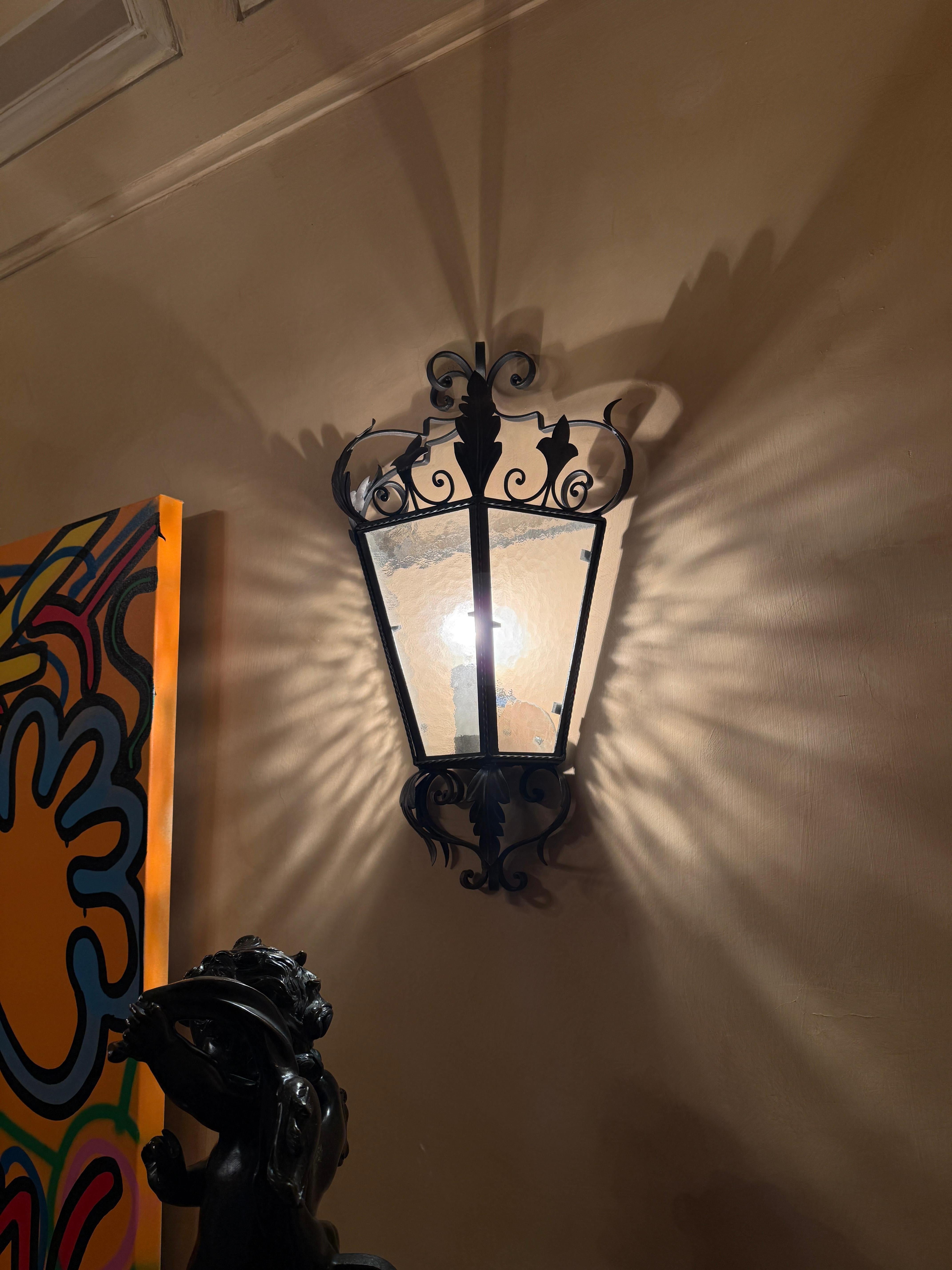 Late 20th Century Five Wrought Iron Italian Sconces or Wall Lights , 1970' For Sale