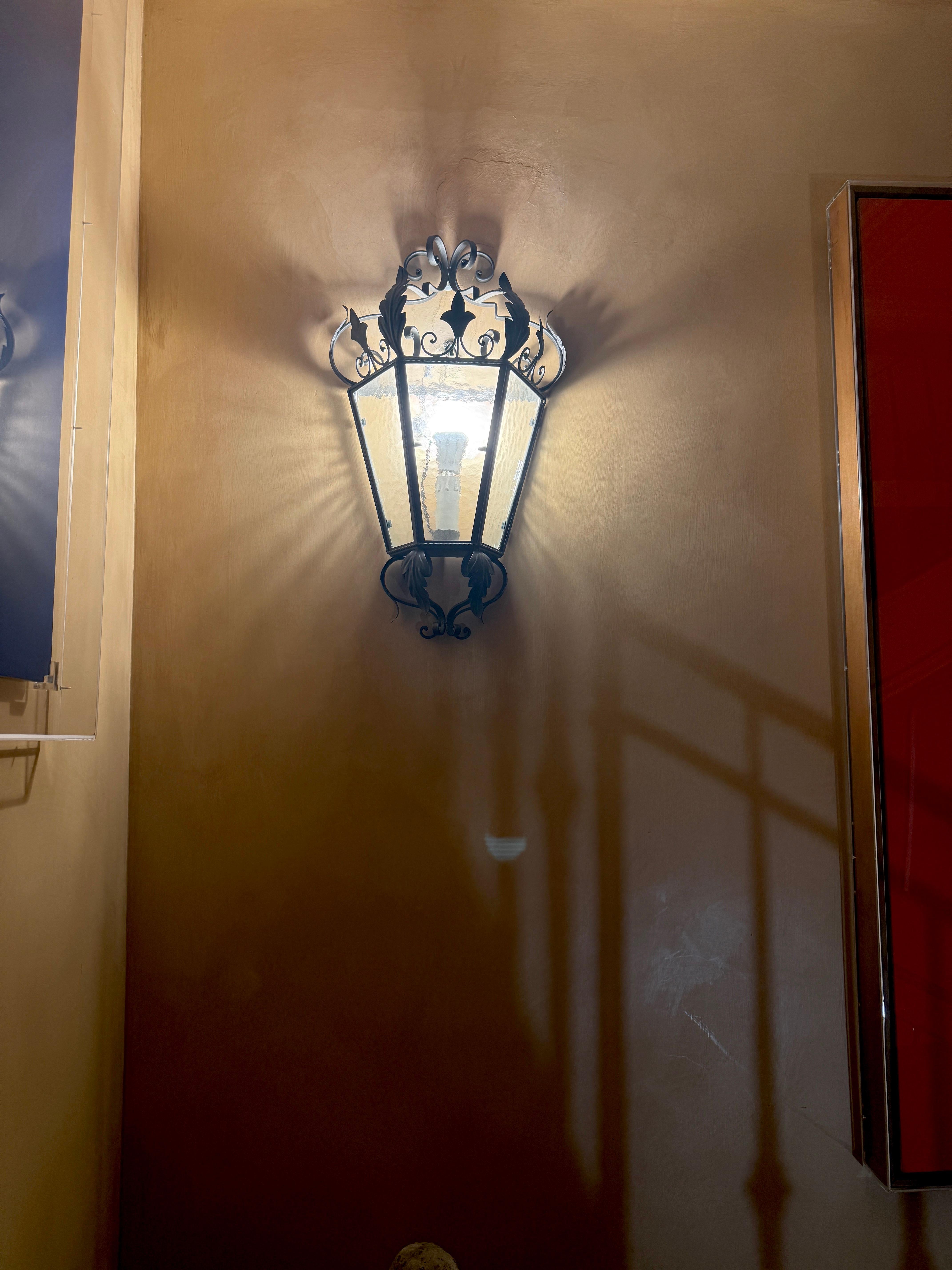 Metal Five Wrought Iron Italian Sconces or Wall Lights , 1970' For Sale