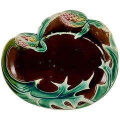Fives-Lille French Faïence Majolica Art Nouveau Shaped Artichoke Server