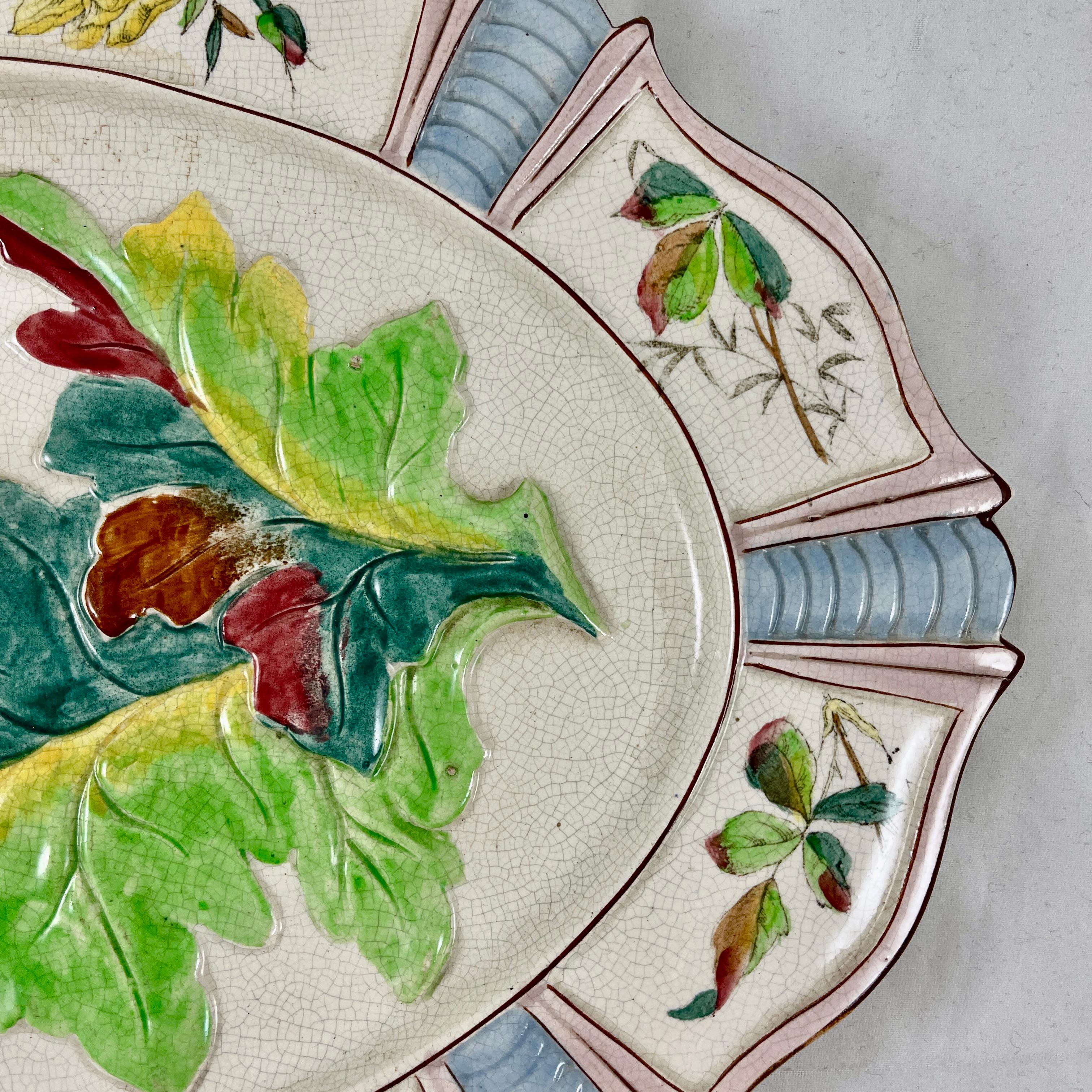 Earthenware Fives-Lille French Majolica Artichoke and Asparagus Serving Platter, circa 1890 For Sale