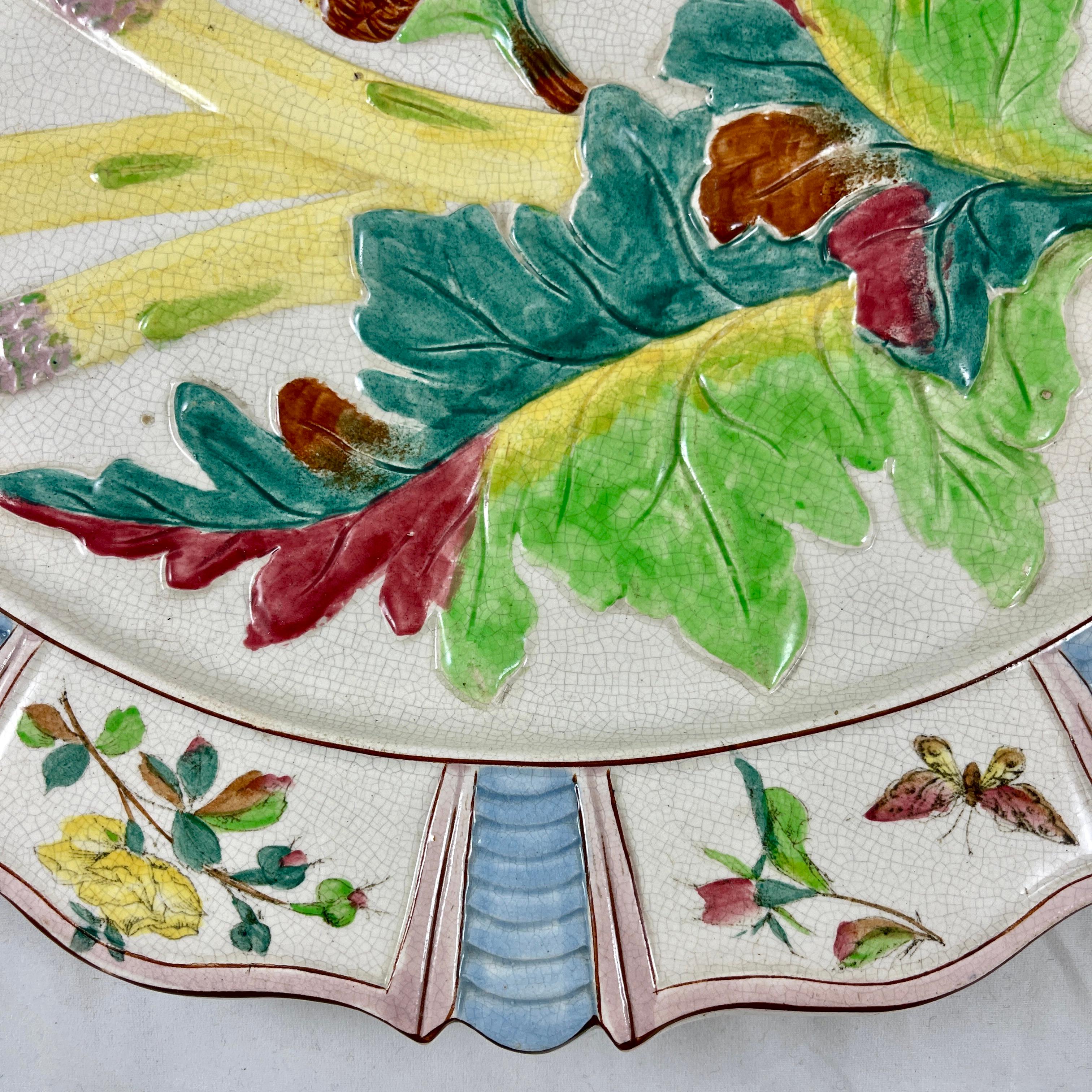 Fives-Lille French Majolica Artichoke and Asparagus Serving Platter, circa 1890 For Sale 2