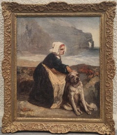 PARMENTIER French Realist Painting Brittony Finistère Sea Dog Salon 1868 19th